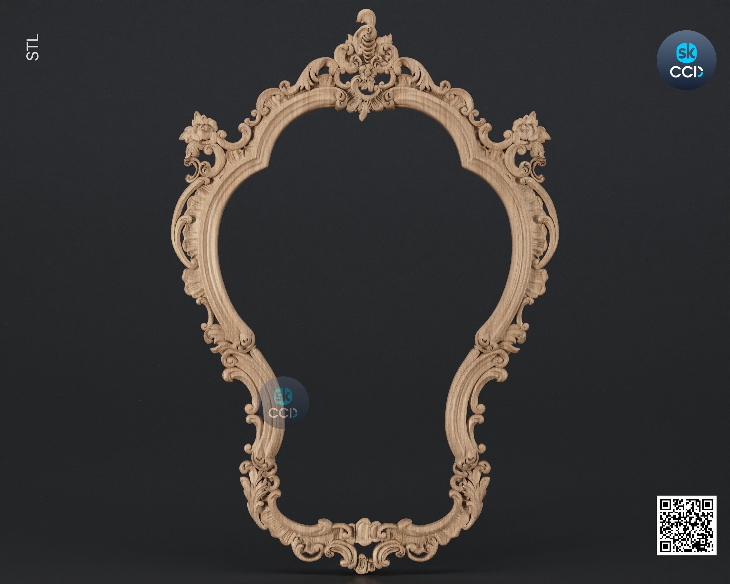 Carved Frame STL 3D Model, Carvign Frame, CNC Router Carving ArtCAM File, CNC files, Wood, Art, Wall Decor SKWF10211