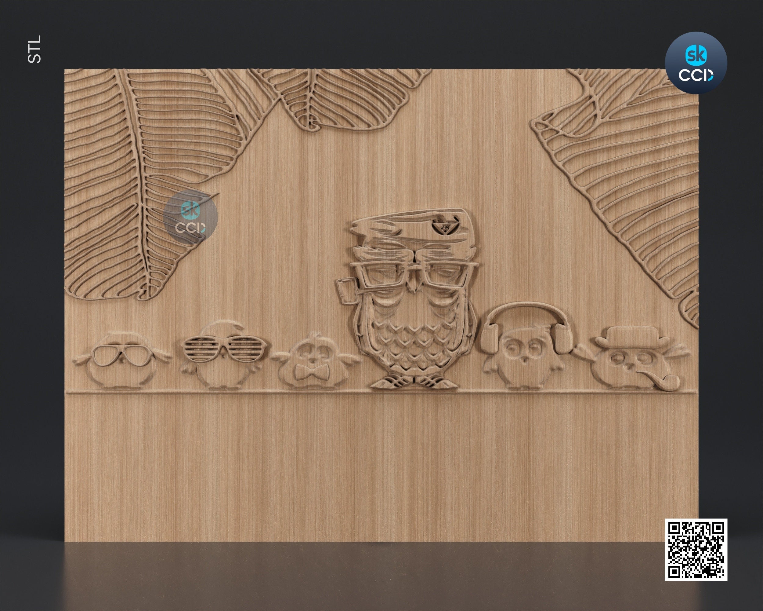 Wood Wall Art, Owls STL Model, CNC Router Carving ArtCAM File, Wall Sculpture, Wood Carving, 3D Model