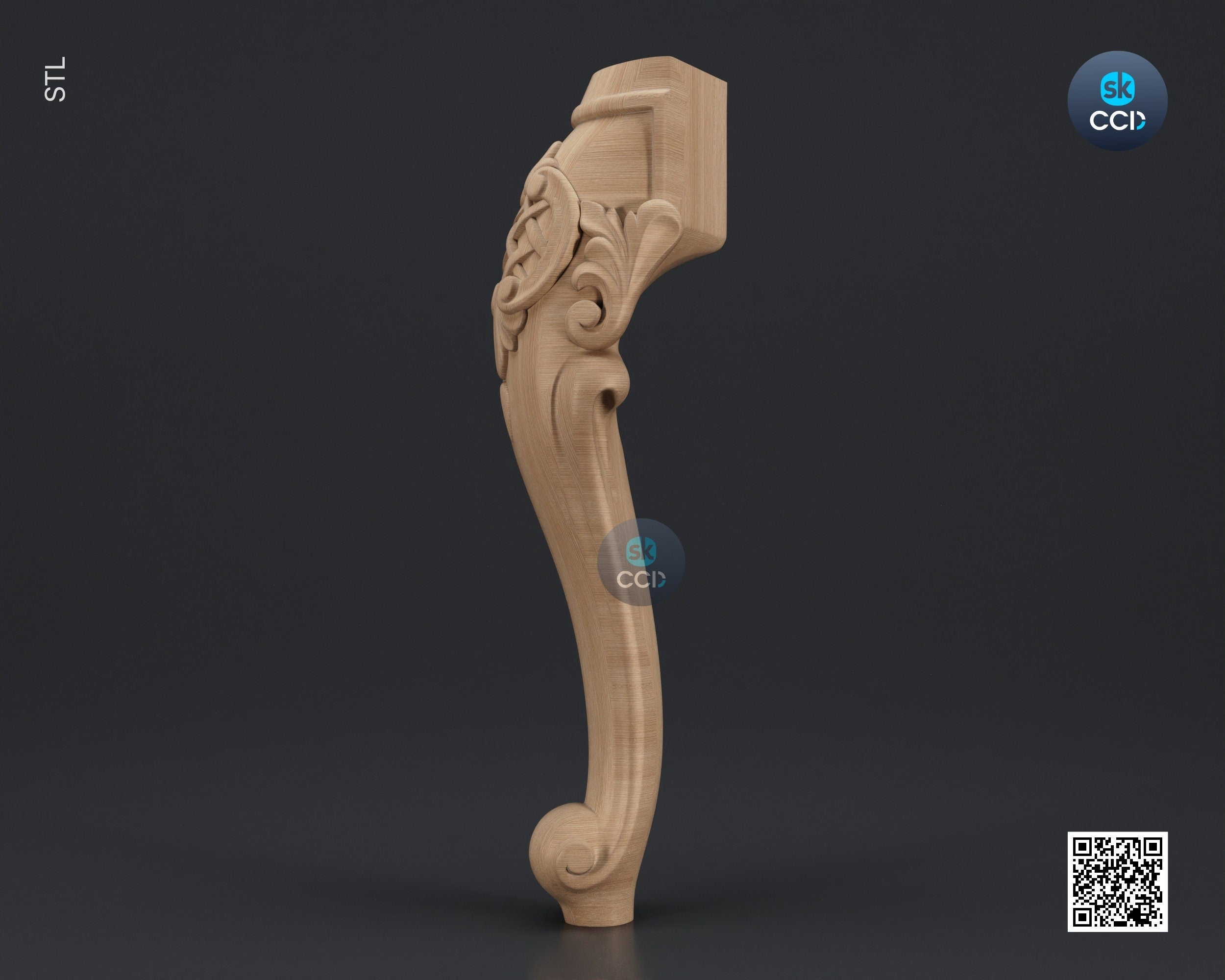 Furniture Leg 3D Model For Cnc Router, Wood Carving Digital File, Column Design, Model No. SKWL1034