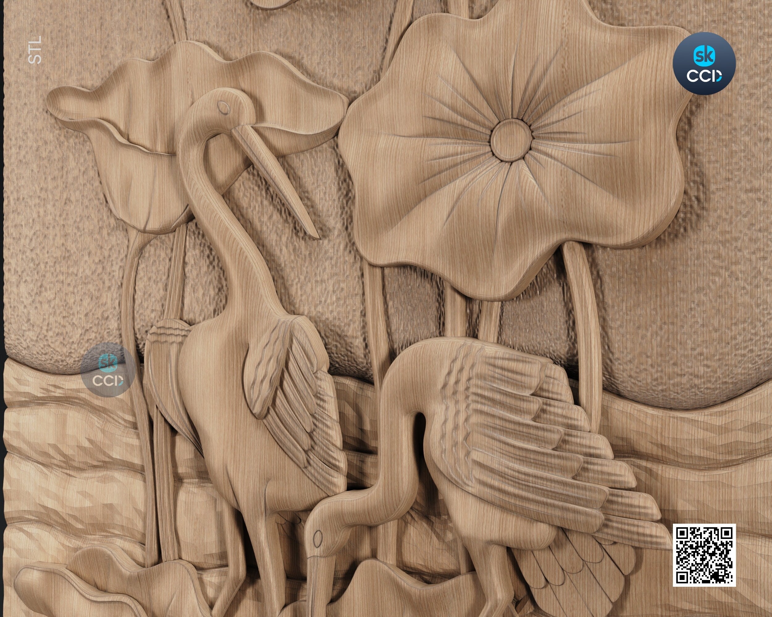 Wood Wall Art, Stork STL Model, CNC Router Carving ArtCAM File, Wall Sculpture, Wood Carving, 3D Model