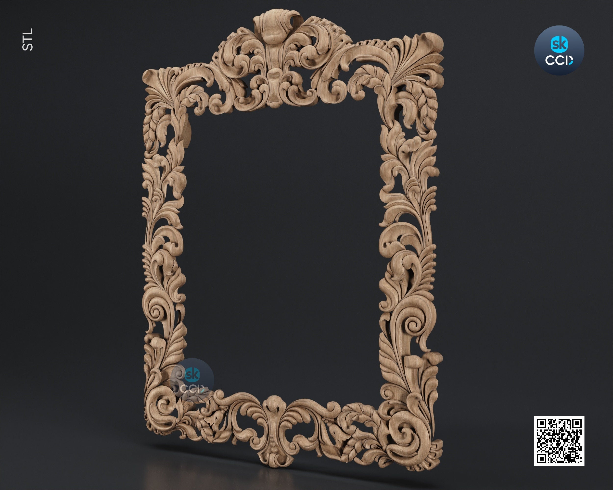 Carved Frame STL 3D Model, Carvign Frame, CNC Router Carving ArtCAM File, CNC files, Wood, Art, Wall Decor SKWF1007