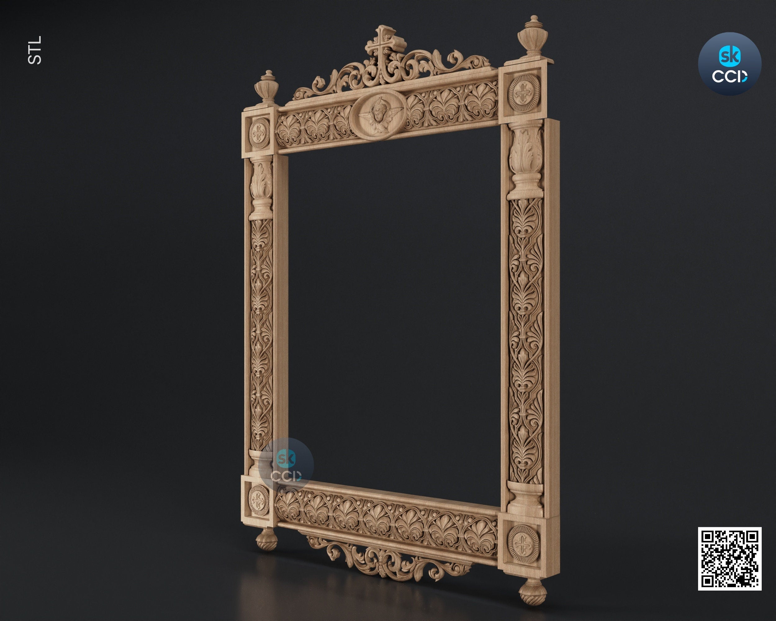 Carved Frame STL 3D Model, Carvign Frame, CNC Router Carving ArtCAM File, CNC files, Wood, Art, Wall Decor SKWF10234