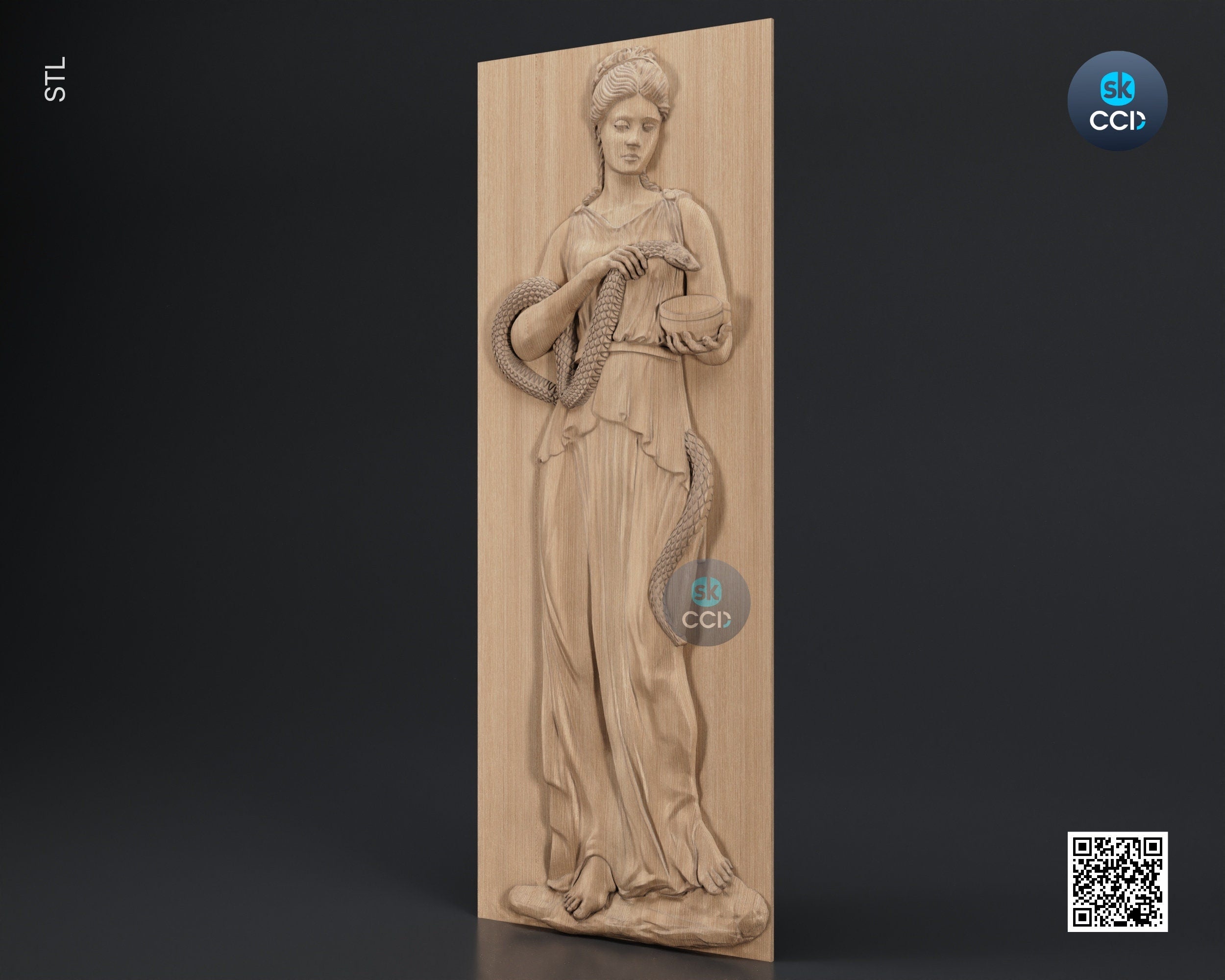 Wood Wall Art, Hygeia STL Model, CNC Router Carving ArtCAM File, Wall Sculpture, Wood Carving, 3D Model
