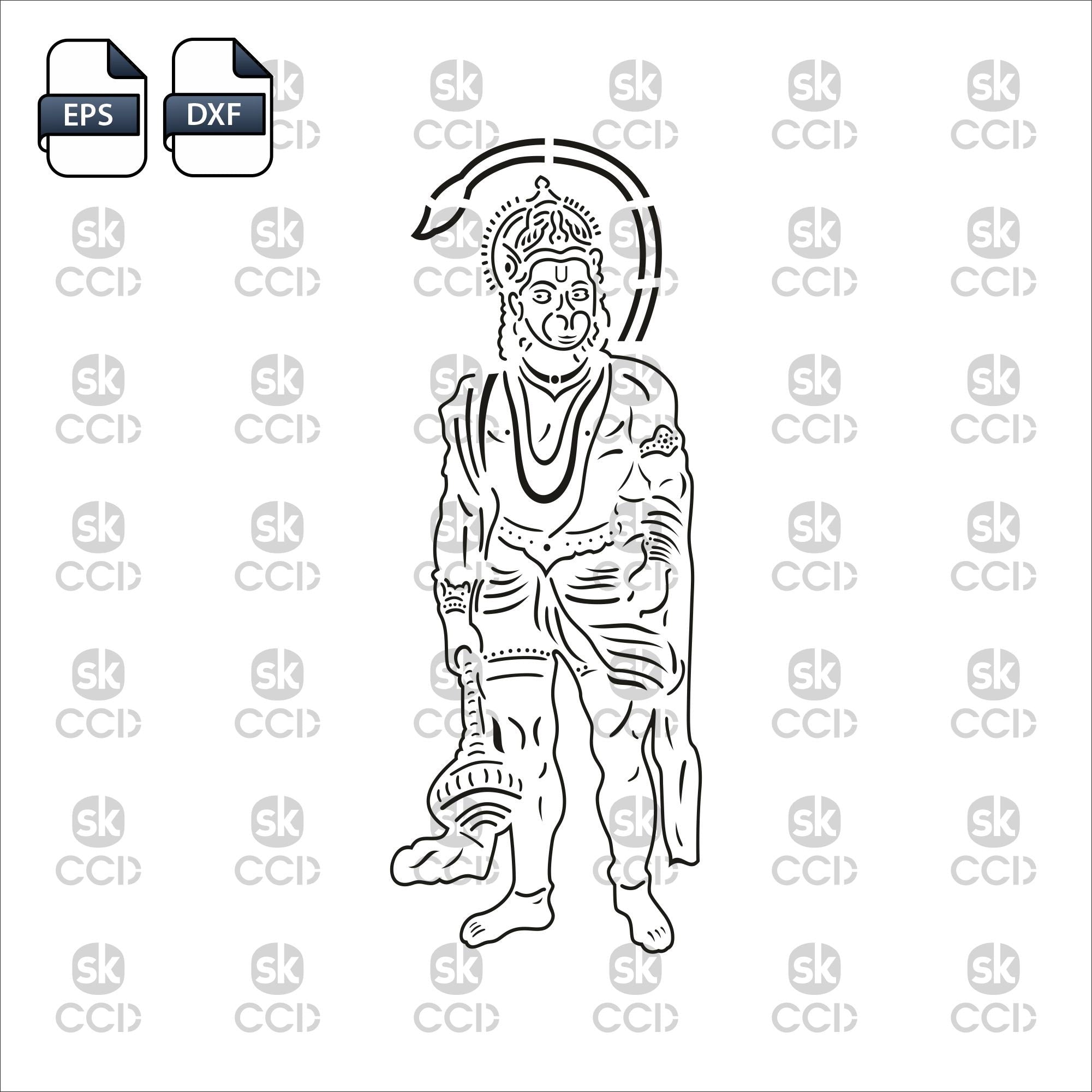Indian God | Lord Hanuman | Hanuman | Laser Cutting Design | DXF Vector | Cnc Instant Download File | Cnc Digital Design