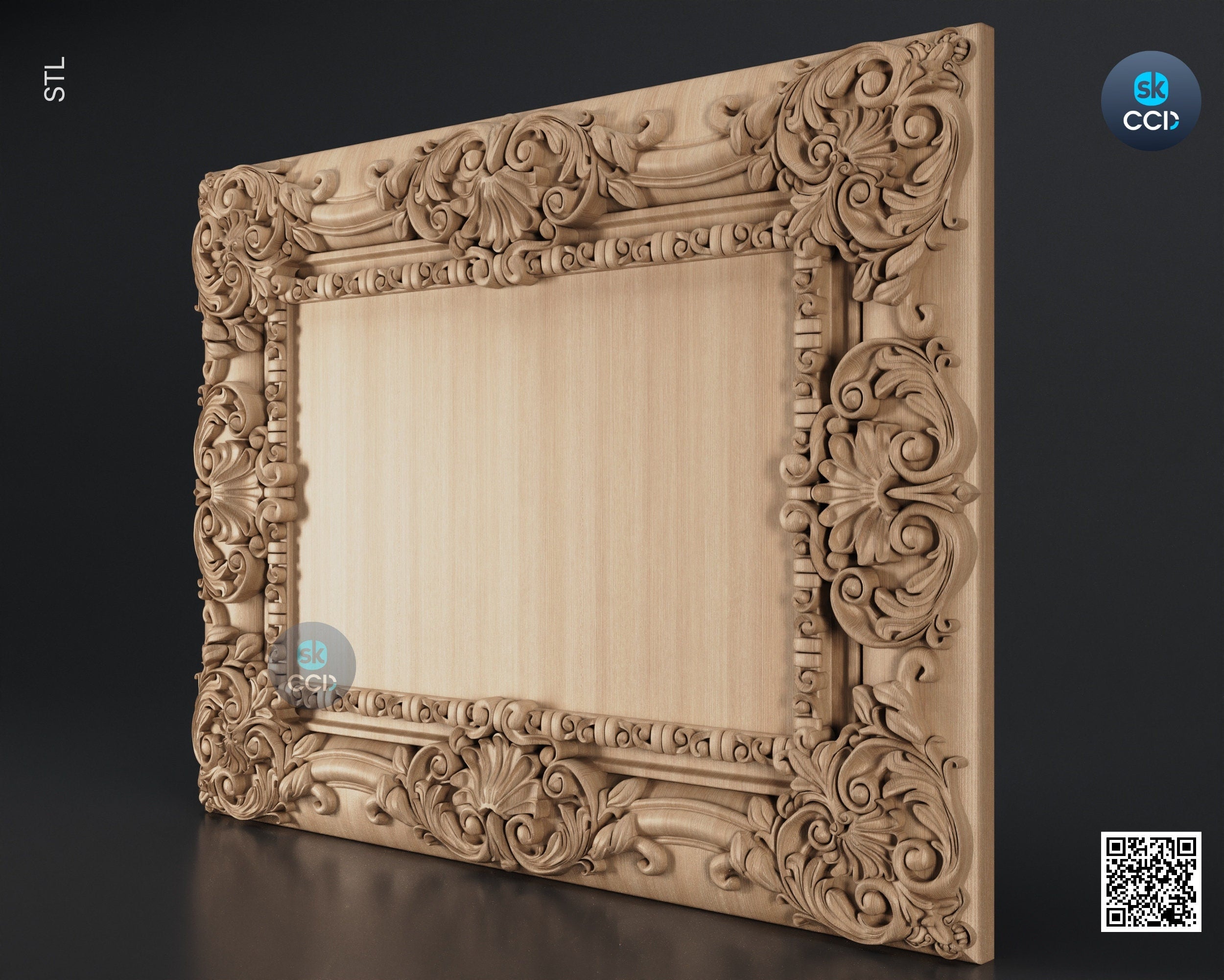 Carved Frame STL 3D Model, Carvign Frame, CNC Router Carving ArtCAM File, CNC files, Wood, Art, Wall Decor SKWF10202
