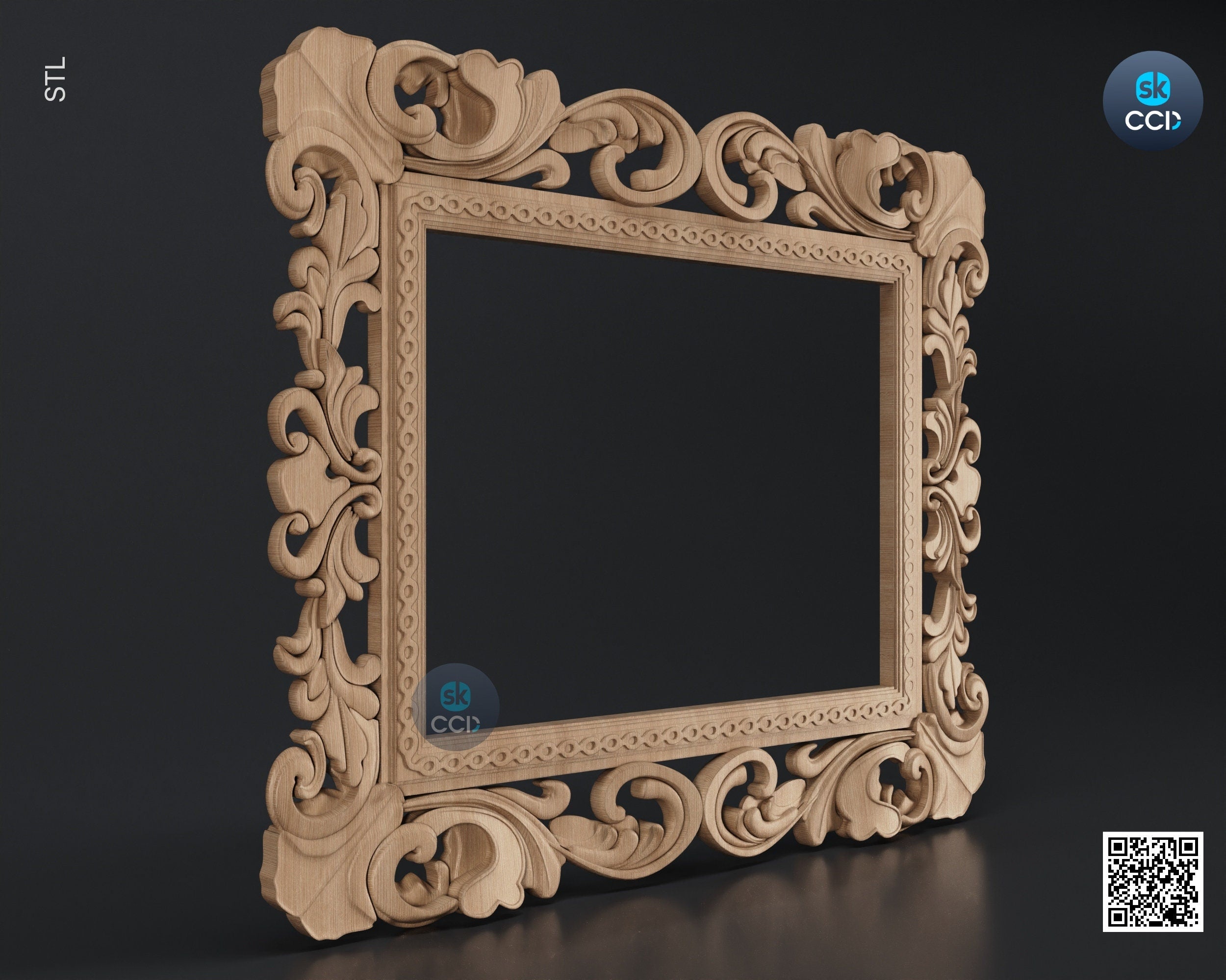 Carved Frame STL 3D Model, Carvign Frame, CNC Router Carving ArtCAM File, CNC files, Wood, Art, Wall Decor SKWF1044