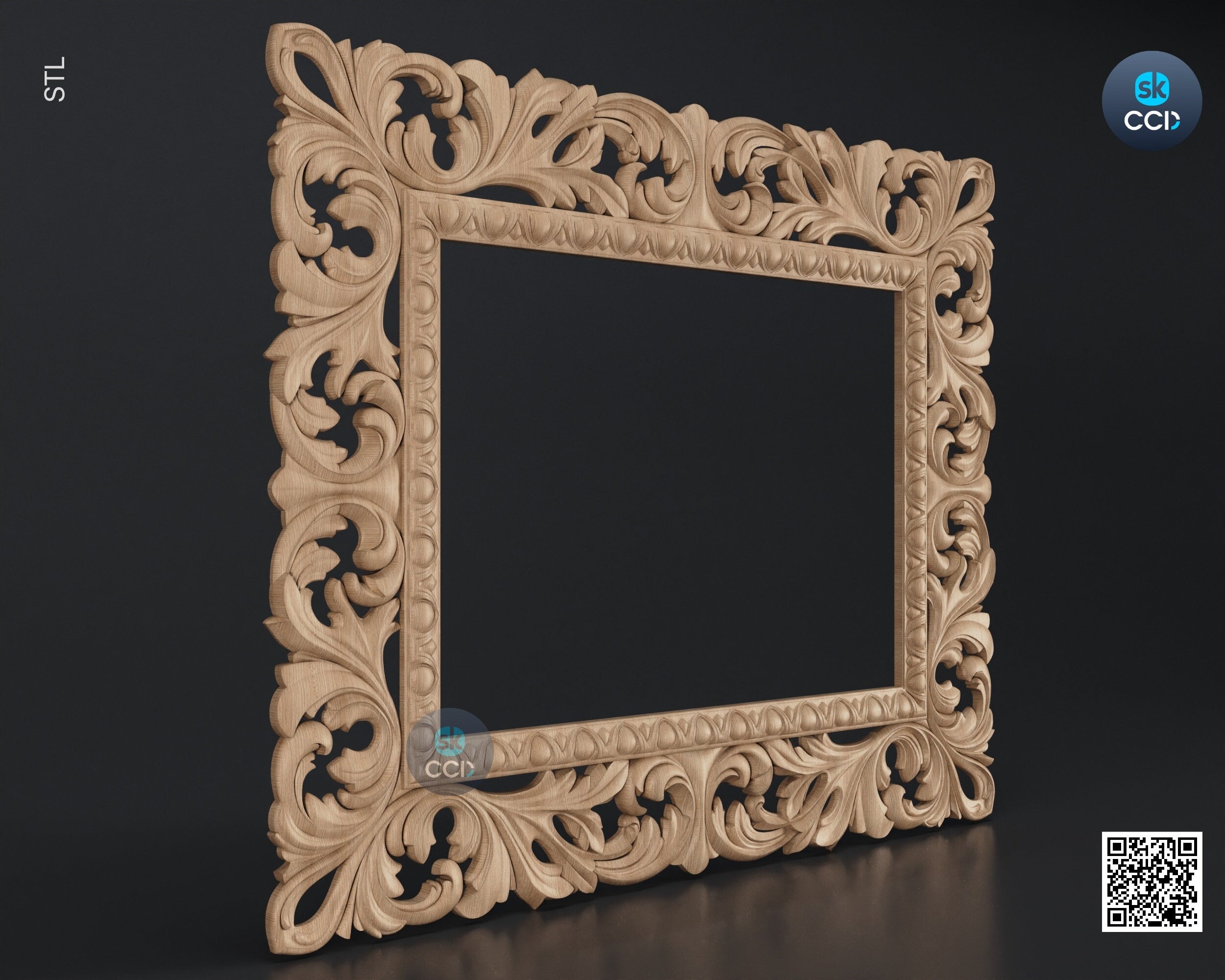 Carved Frame STL 3D Model, Carvign Frame, CNC Router Carving ArtCAM File, CNC files, Wood, Art, Wall Decor SKWF10145
