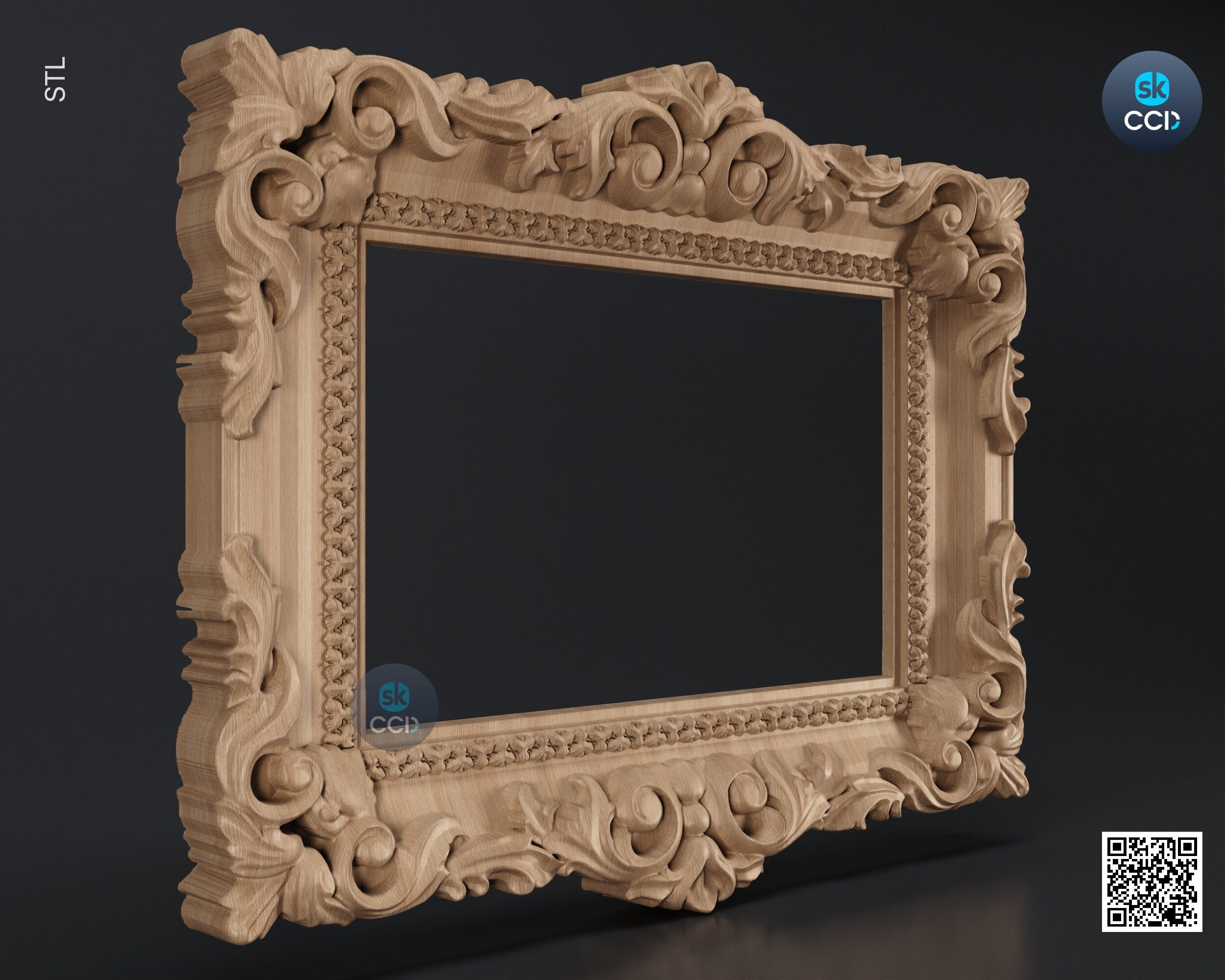 Carved Frame STL 3D Model, Carvign Frame, CNC Router Carving ArtCAM File, CNC files, Wood, Art, Wall Decor SKWF1083