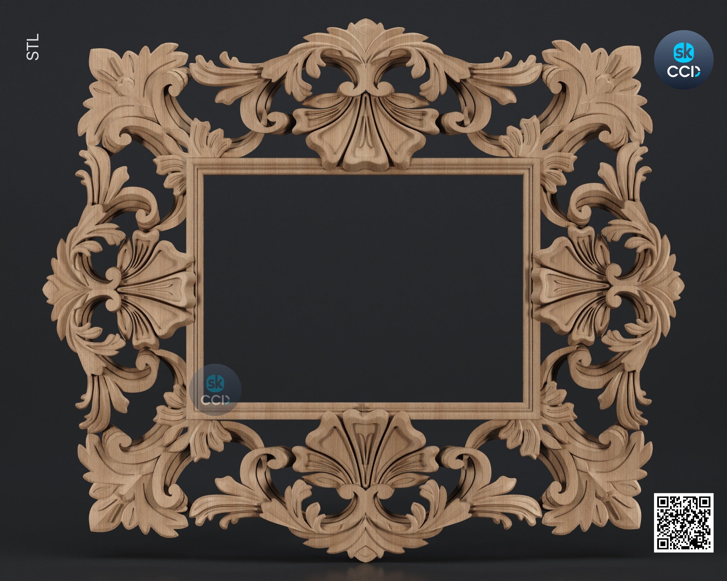 Carved Frame STL 3D Model, Carvign Frame, CNC Router Carving ArtCAM File, CNC files, Wood, Art, Wall Decor SKWF1072