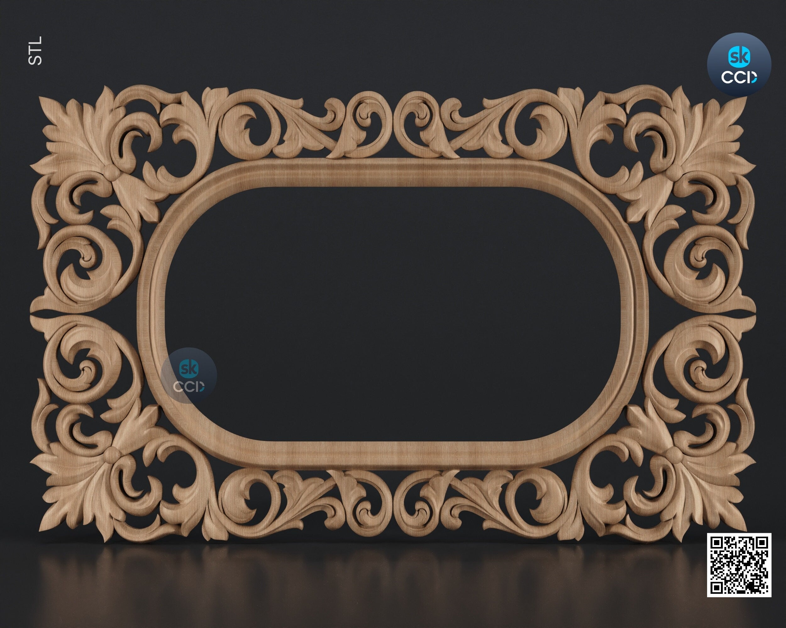 Carved Frame STL 3D Model, Carvign Frame, CNC Router Carving ArtCAM File, CNC files, Wood, Art, Wall Decor SKWF10133