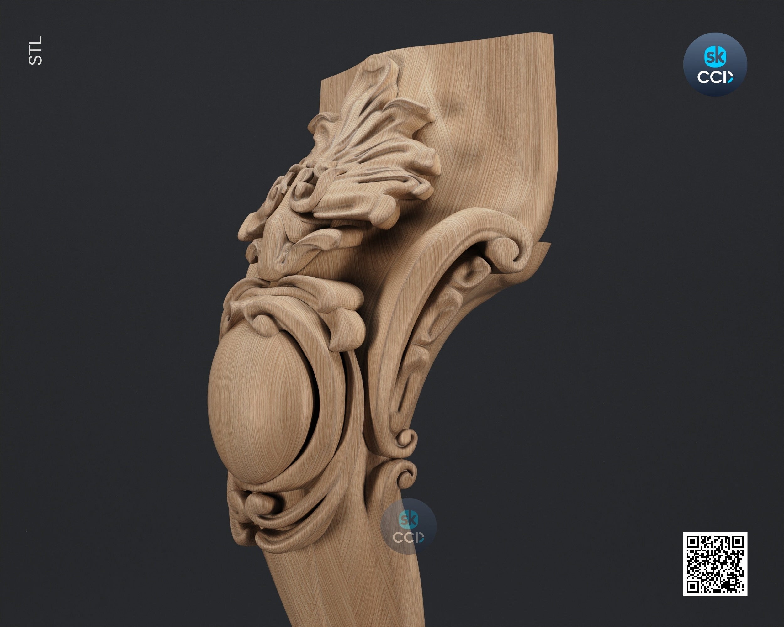 Furniture Leg 3D Model For Cnc Router, Wood Carving Digital File, Column Design, Model No. SKWL1036