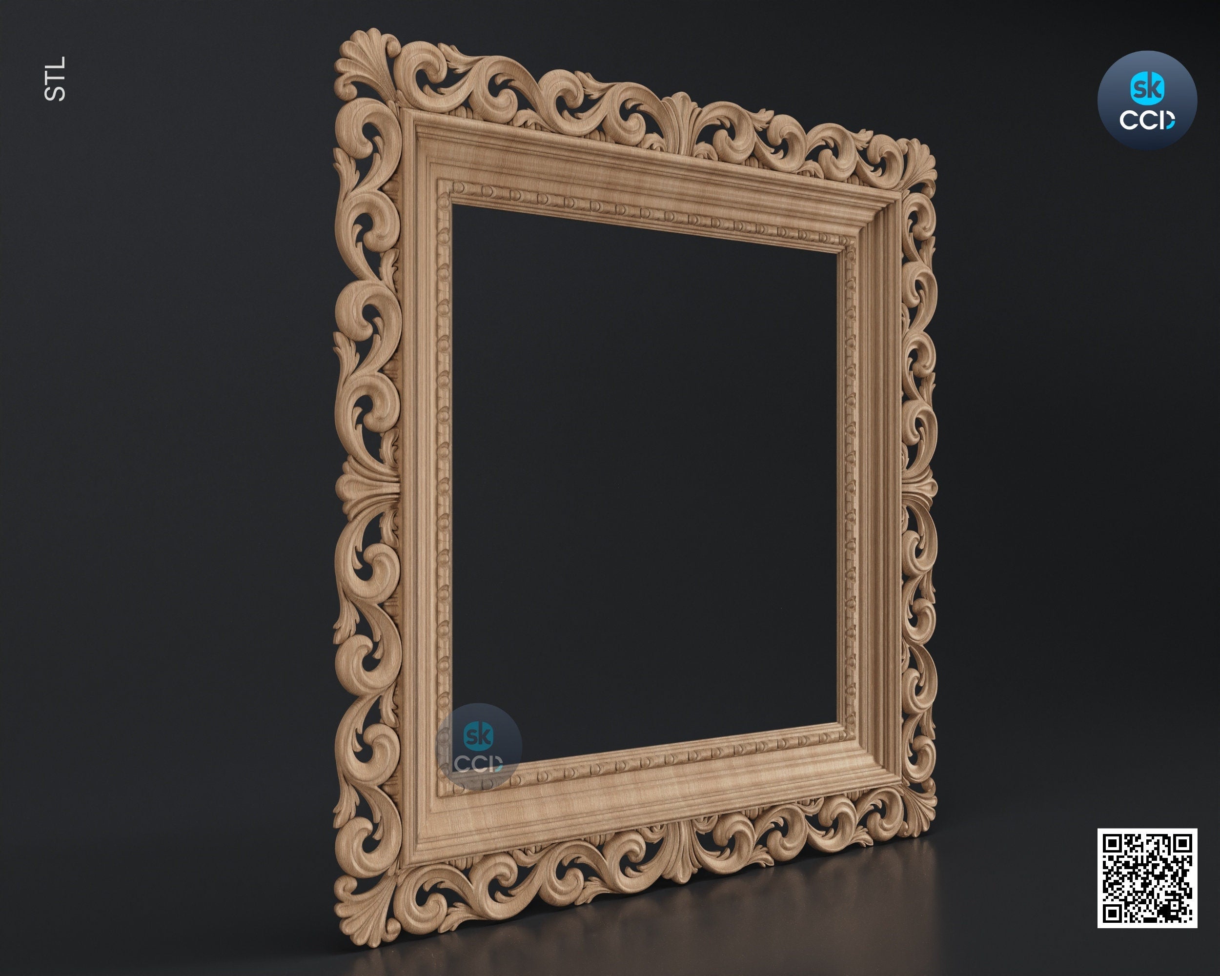 Carved Frame STL 3D Model, Carvign Frame, CNC Router Carving ArtCAM File, CNC files, Wood, Art, Wall Decor SKWF1062