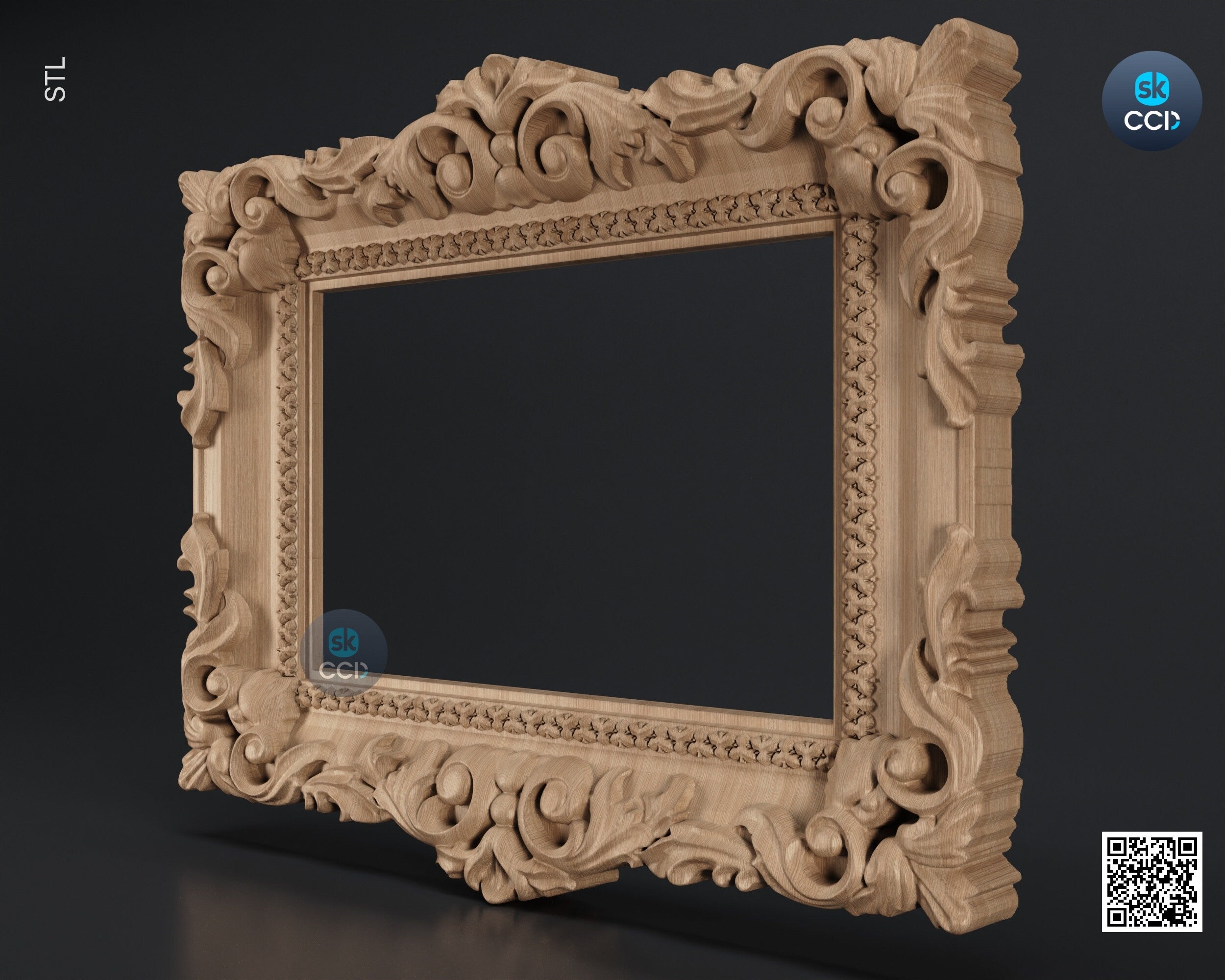 Carved Frame STL 3D Model, Carvign Frame, CNC Router Carving ArtCAM File, CNC files, Wood, Art, Wall Decor SKWF1083