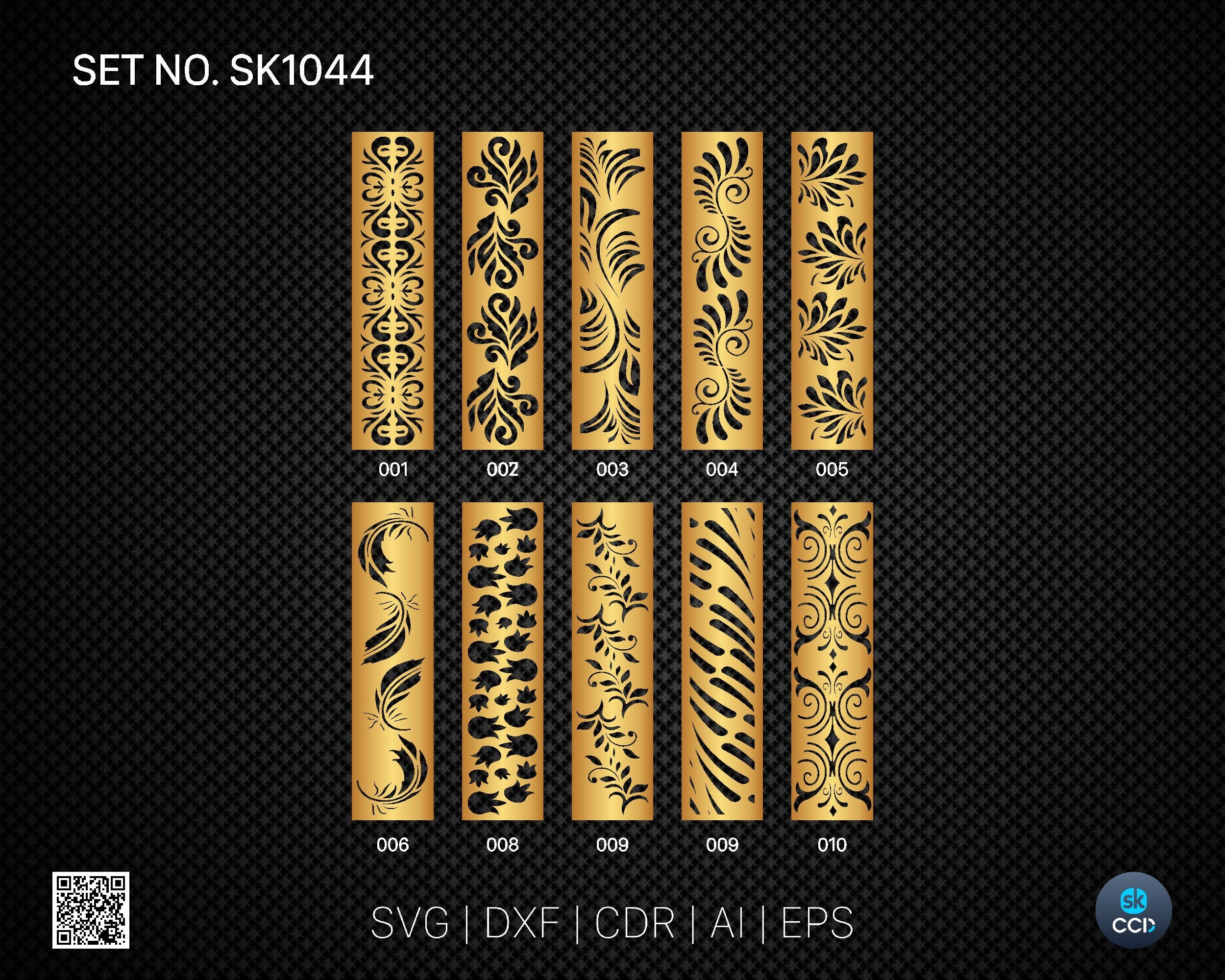 20 Decorative panel | Set SK1043 / 44 | Room Divider, Screen, Partitions, Door Panel Laser, Cnc, Plasma, Cricut File CDR, Svg, AI, Dxf, Eps