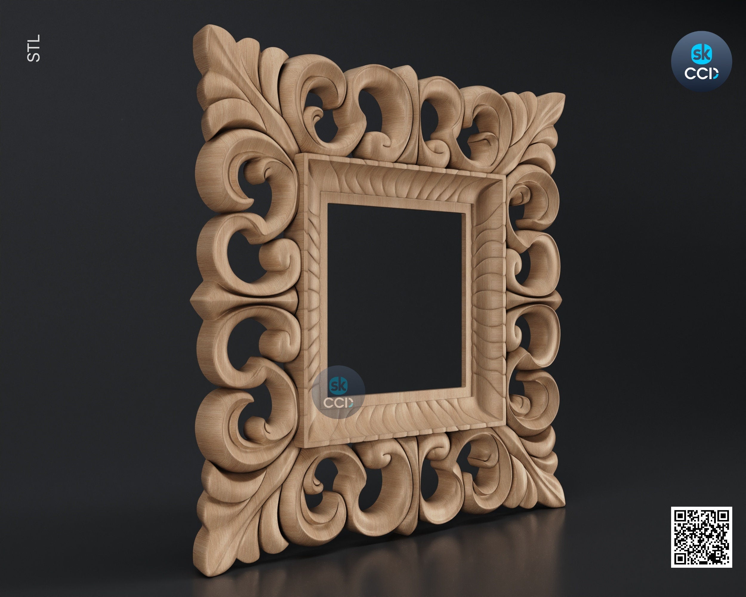 Carved Frame STL 3D Model, Carvign Frame, CNC Router Carving ArtCAM File, CNC files, Wood, Art, Wall Decor SKWF1048