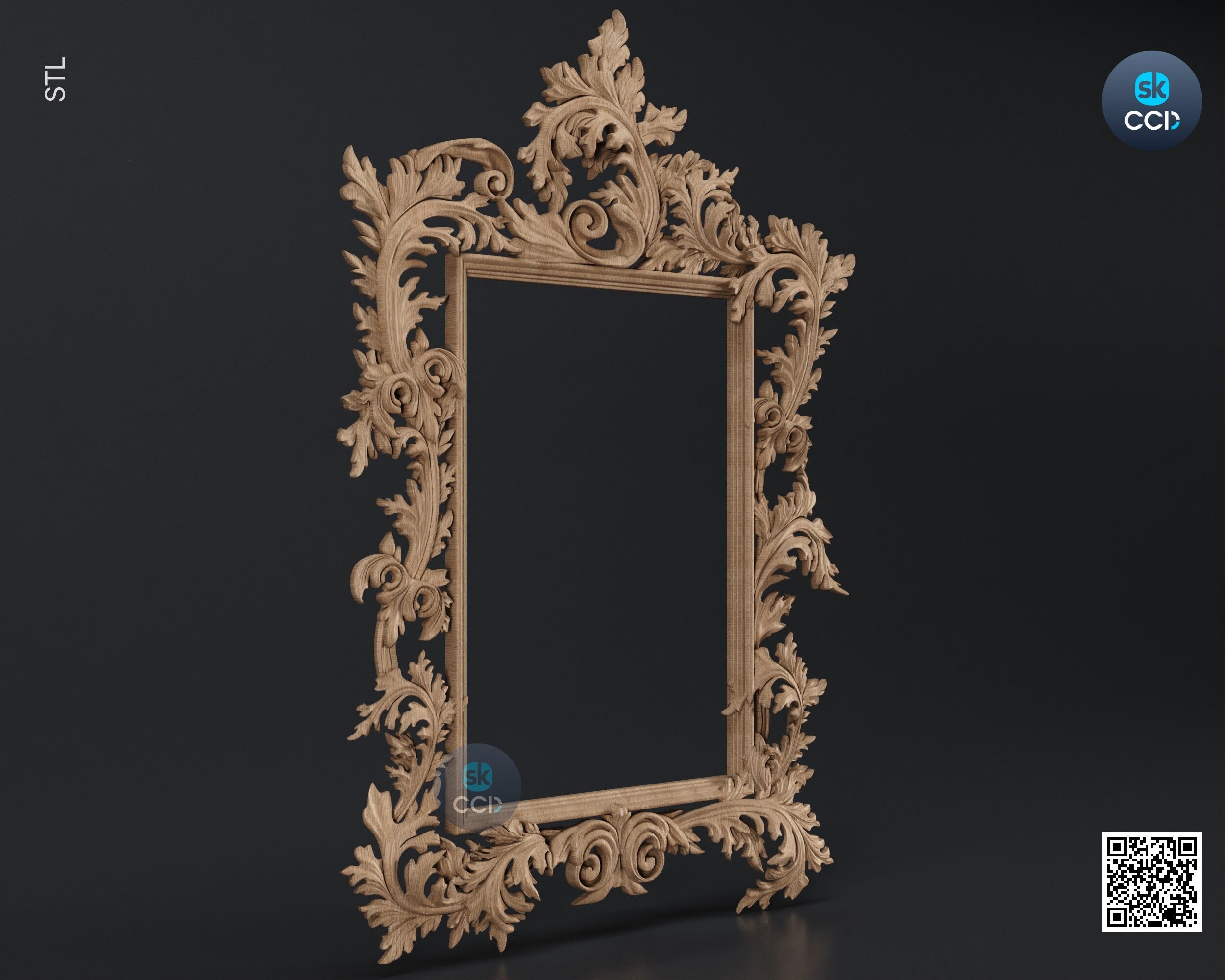 Carved Frame STL 3D Model, Carvign Frame, CNC Router Carving ArtCAM File, CNC files, Wood, Art, Wall Decor SKWF1066