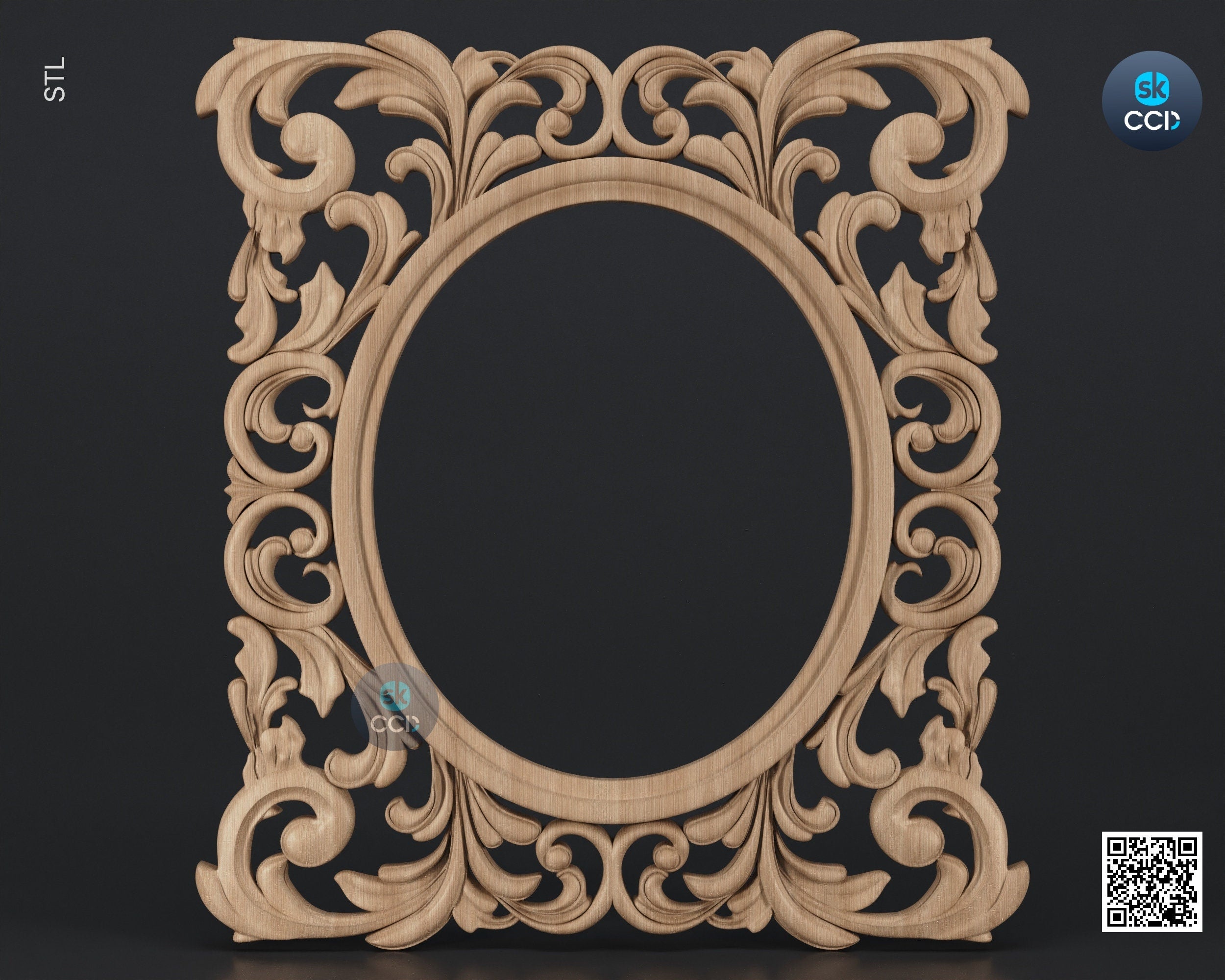 Carved Frame STL 3D Model, Carvign Frame, CNC Router Carving ArtCAM File, CNC files, Wood, Art, Wall Decor SKWF10235