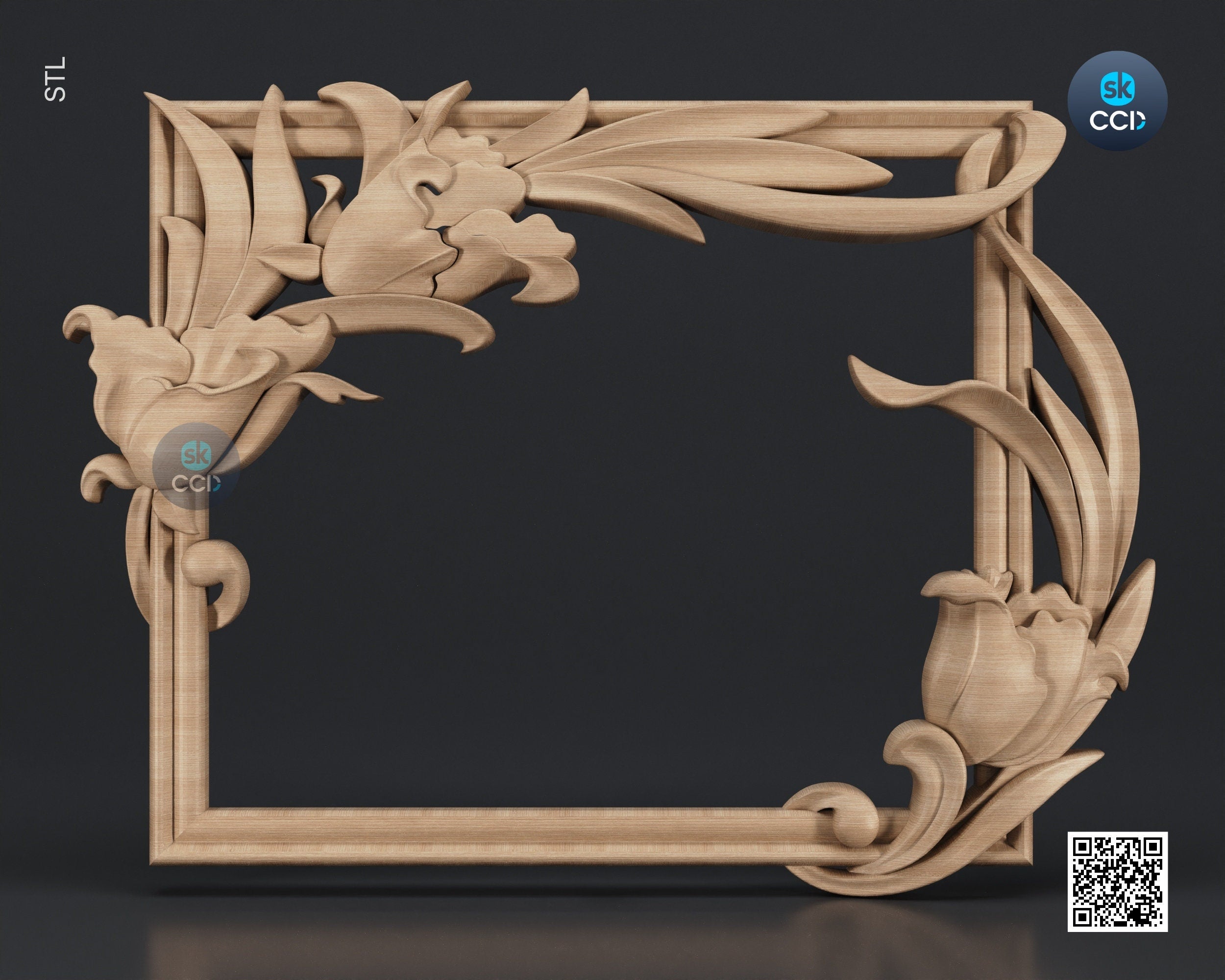 Carved Frame STL 3D Model, Carvign Frame, CNC Router Carving ArtCAM File, CNC files, Wood, Art, Wall Decor SKWF1019