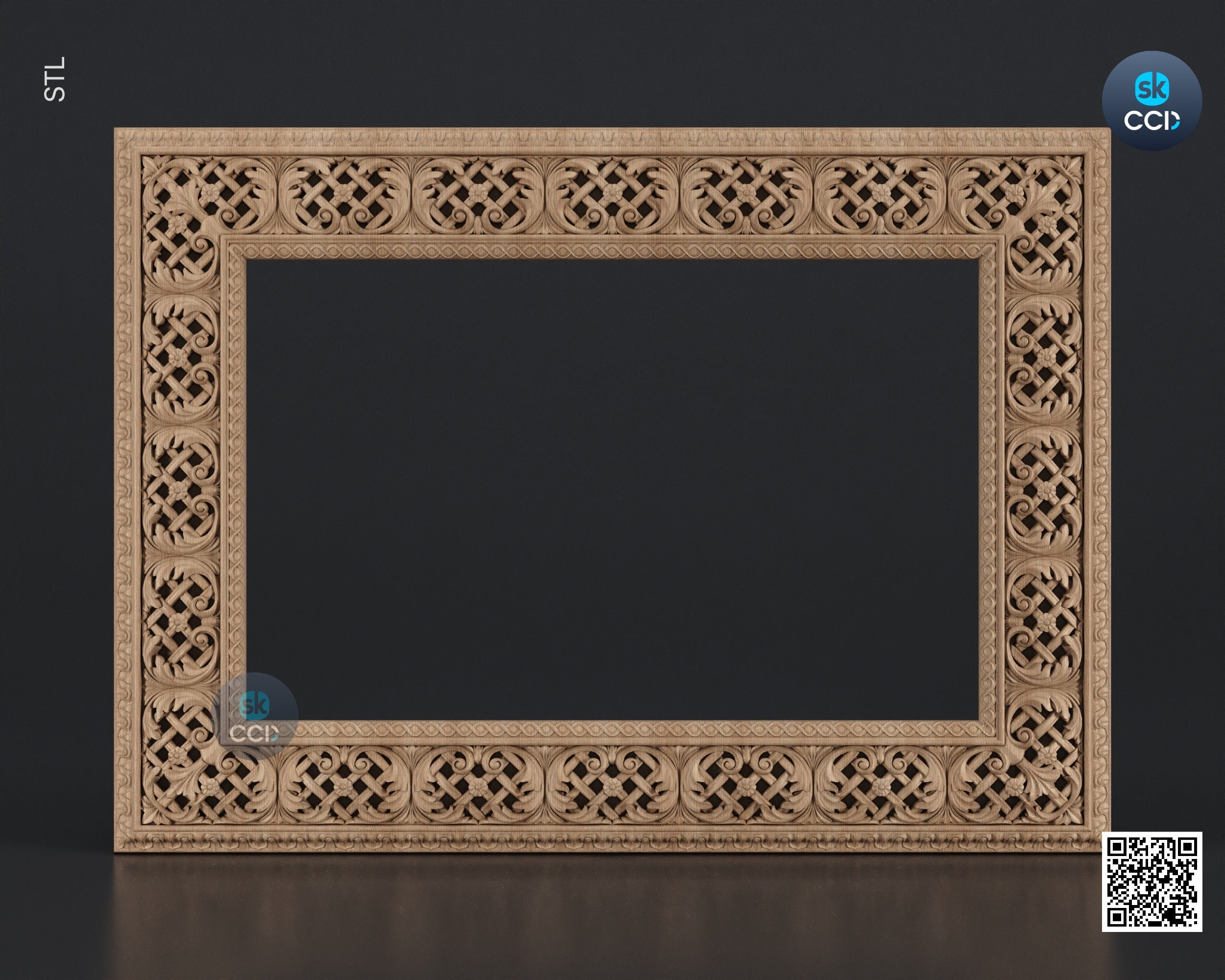 Carved Frame STL 3D Model, Carvign Frame, CNC Router Carving ArtCAM File, CNC files, Wood, Art, Wall Decor SKWF10153