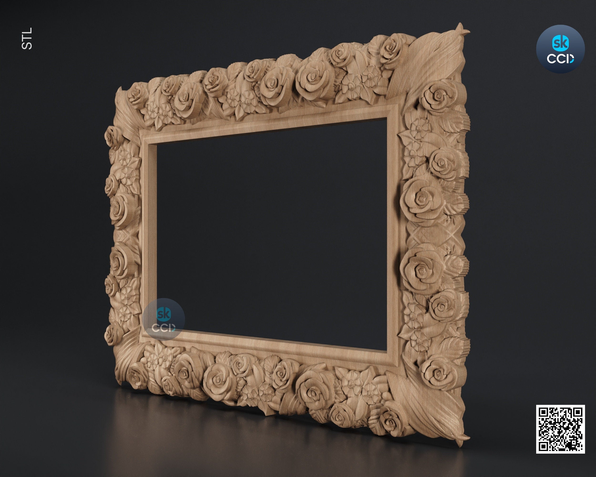 Carved Frame STL 3D Model, Carvign Frame, CNC Router Carving ArtCAM File, CNC files, Wood, Art, Wall Decor SKWF1061
