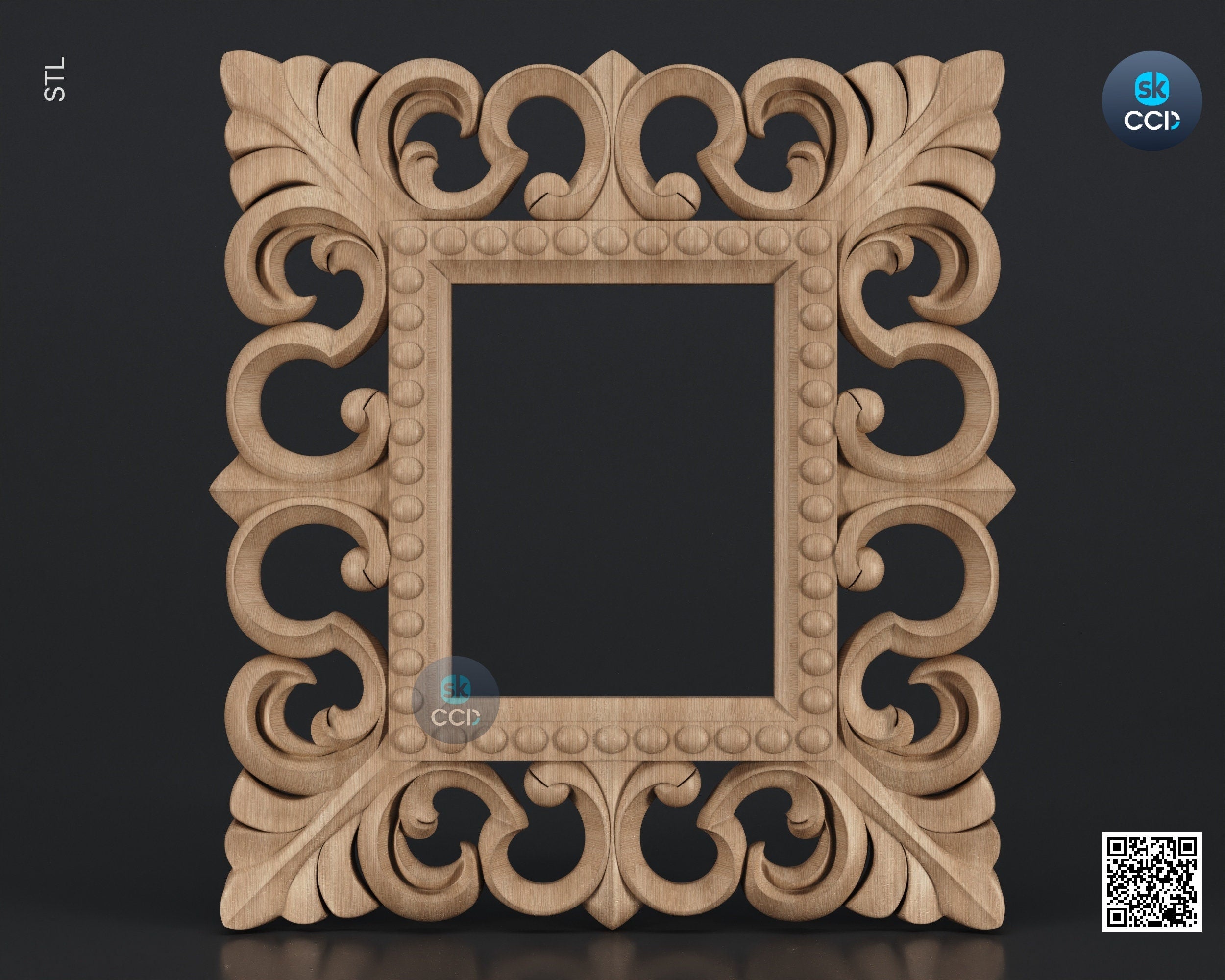 Carved Frame STL 3D Model, Carvign Frame, CNC Router Carving ArtCAM File, CNC files, Wood, Art, Wall Decor SKWF10146