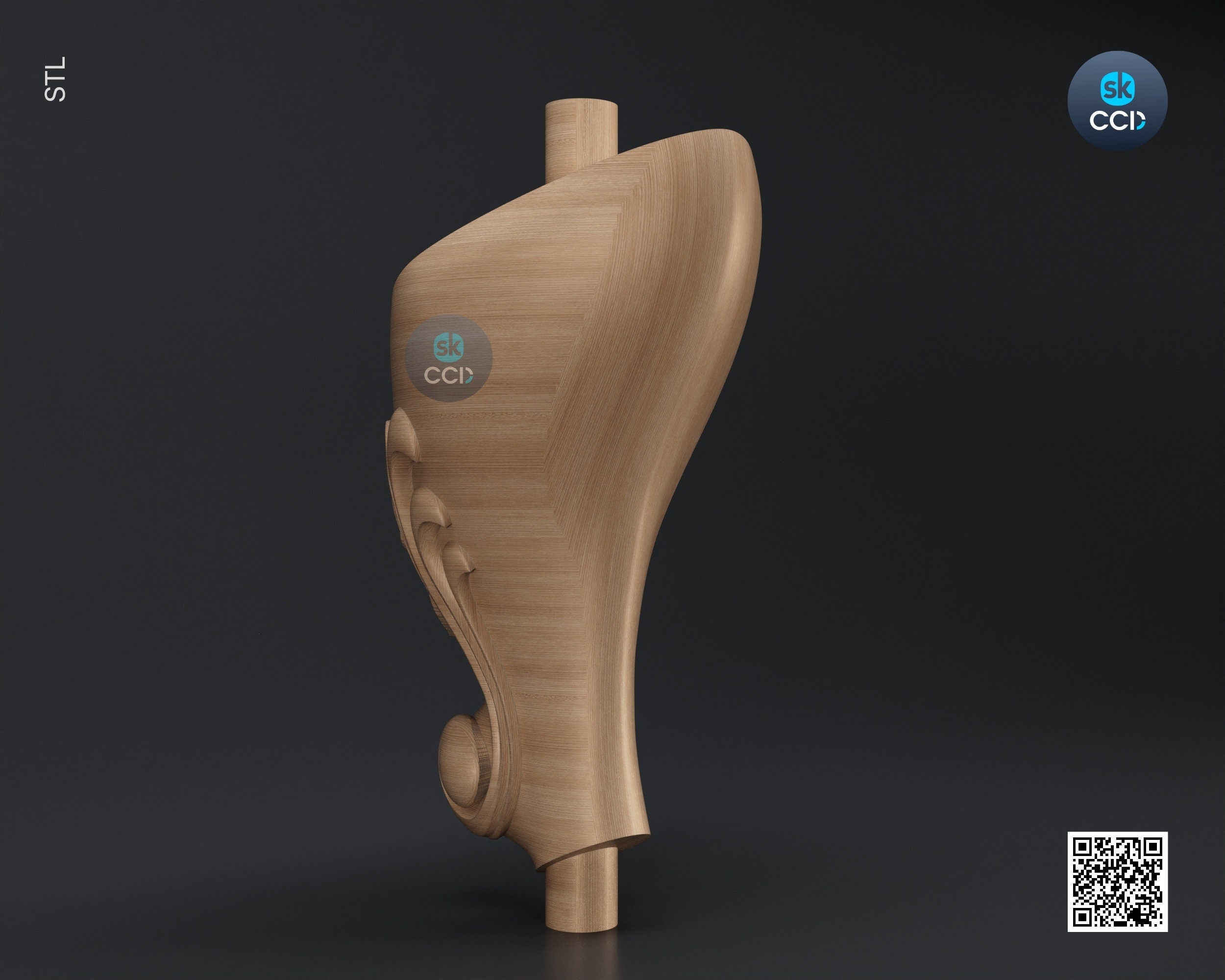 Furniture Leg 3D Model For Cnc Router, Wood Carving Digital File, Column Design, Model No. SKWL1027