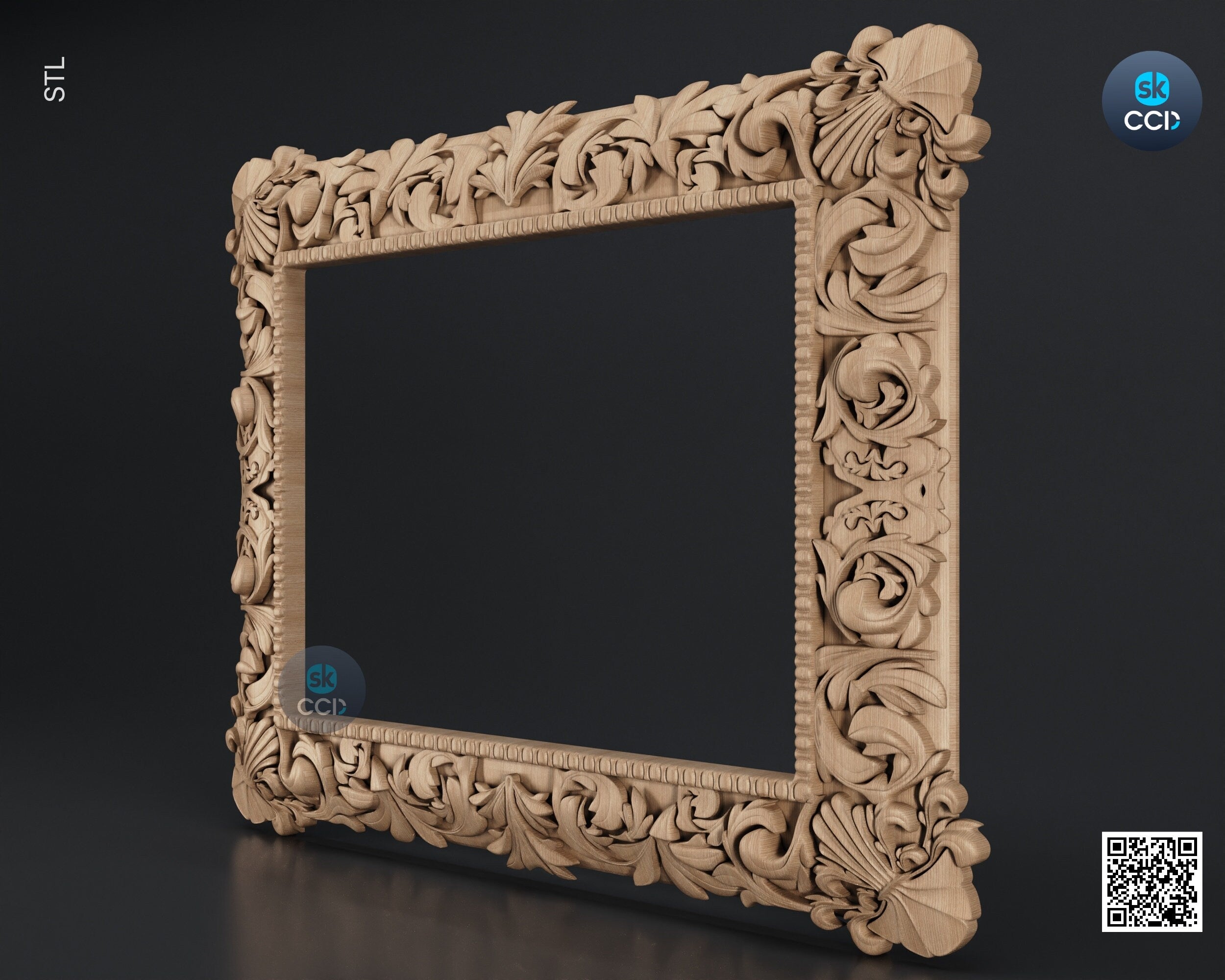 Carved Frame STL 3D Model, Carvign Frame, CNC Router Carving ArtCAM File, CNC files, Wood, Art, Wall Decor SKWF1099