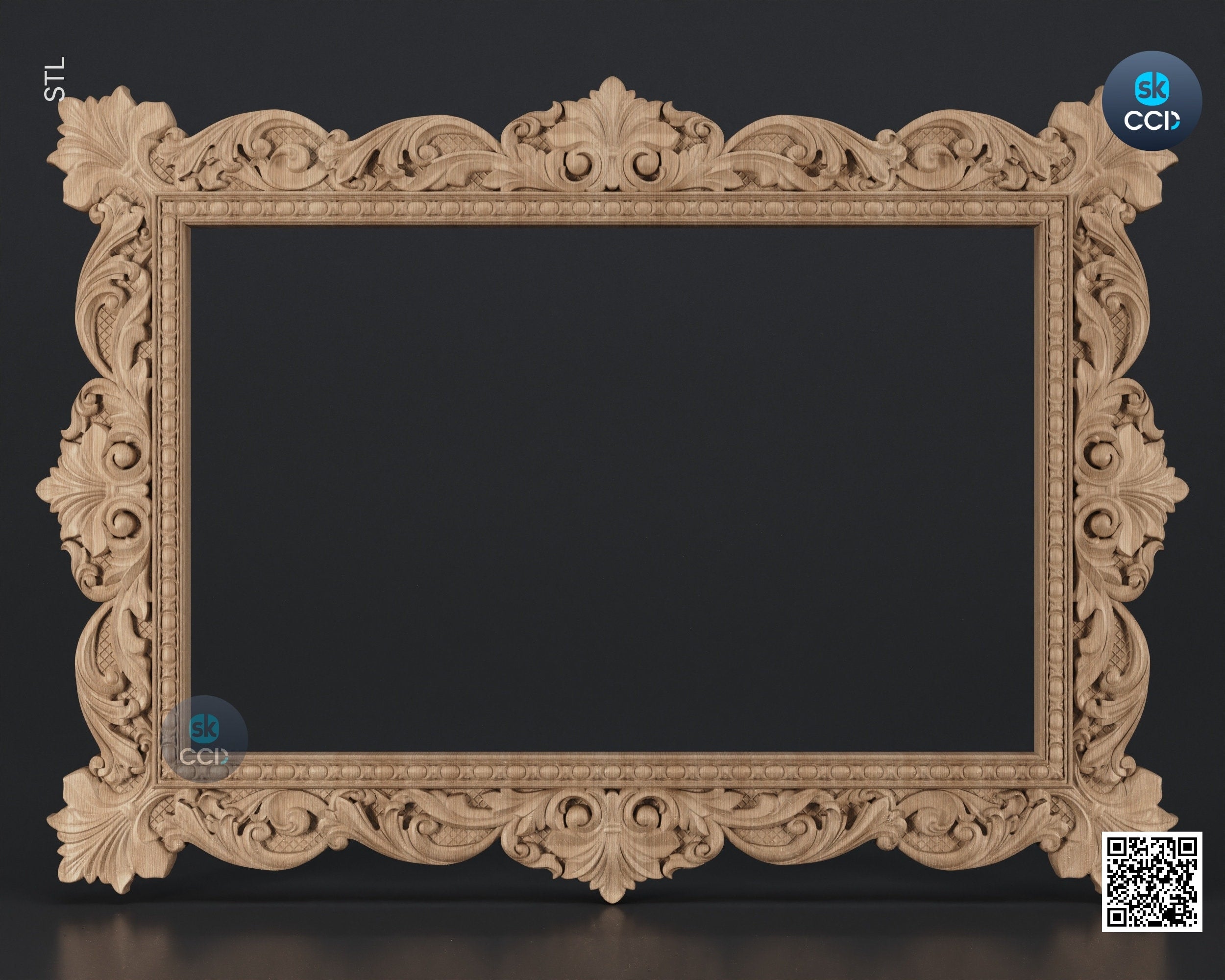 Carved Frame STL 3D Model, Carvign Frame, CNC Router Carving ArtCAM File, CNC files, Wood, Art, Wall Decor SKWF10240