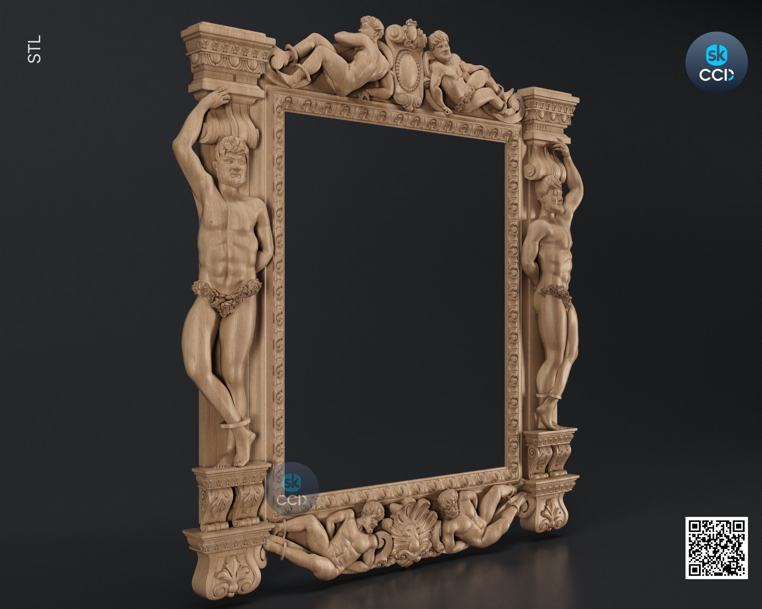 Carved Frame STL 3D Model, Carvign Frame, CNC Router Carving ArtCAM File, CNC files, Wood, Art, Wall Decor SKWF1085