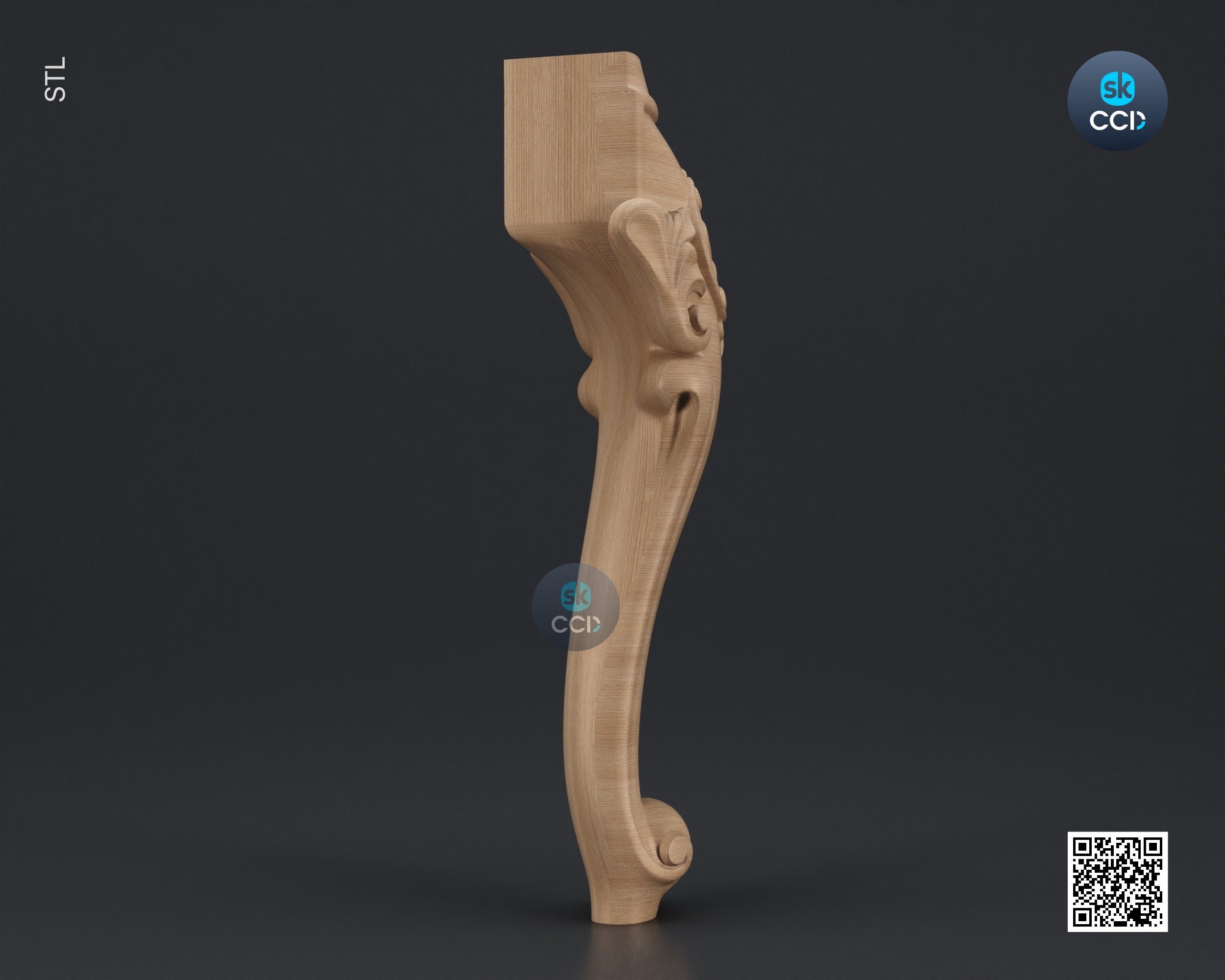 Furniture Leg 3D Model For Cnc Router, Wood Carving Digital File, Column Design, Model No. SKWL1034