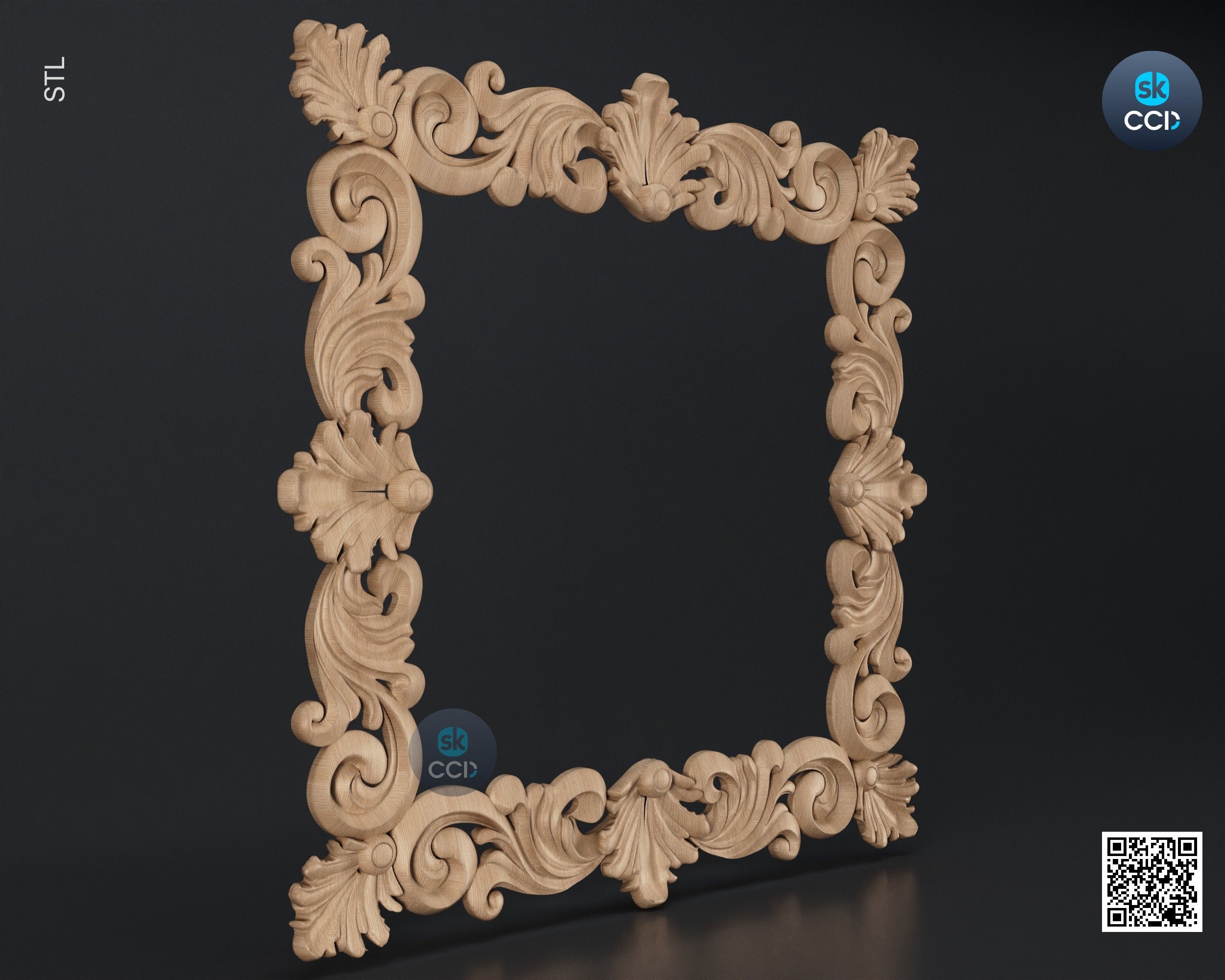 Carved Frame STL 3D Model, Carvign Frame, CNC Router Carving ArtCAM File, CNC files, Wood, Art, Wall Decor SKWF10257