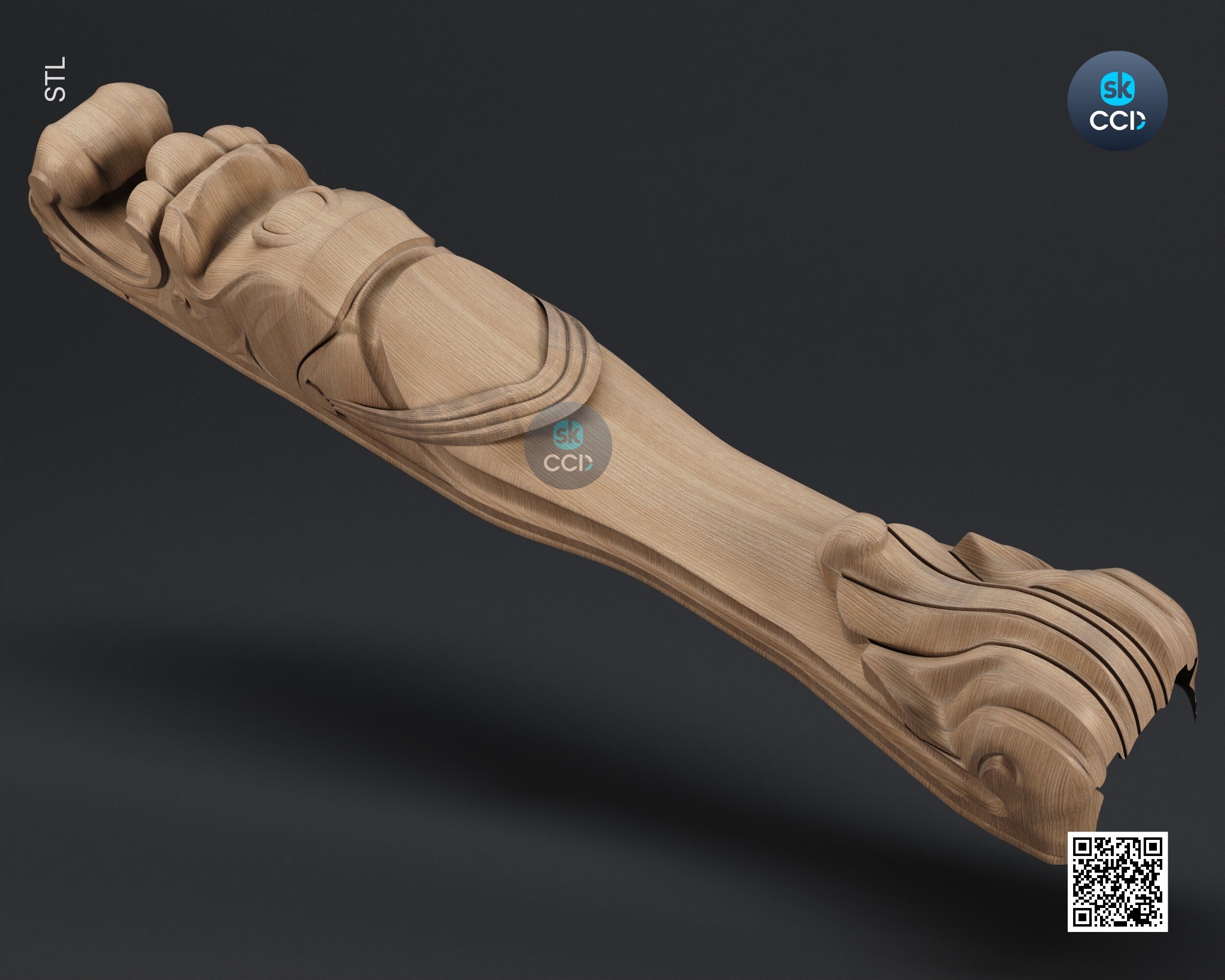 Furniture Leg 3D Model For Cnc Router, Wood Carving Digital File, Column Design, Model No. SKWL1019