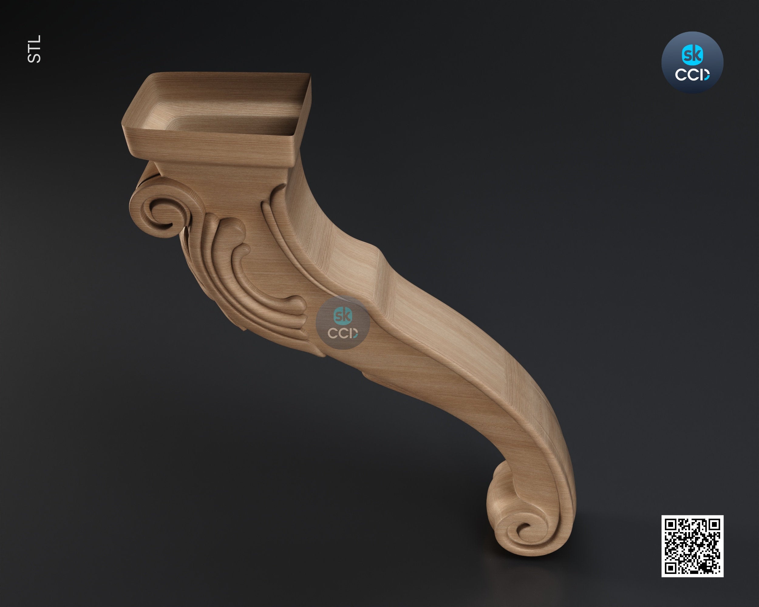 Furniture Leg 3D Model For Cnc Router, Wood Carving Digital File, Column Design, Model No. SKWL1016