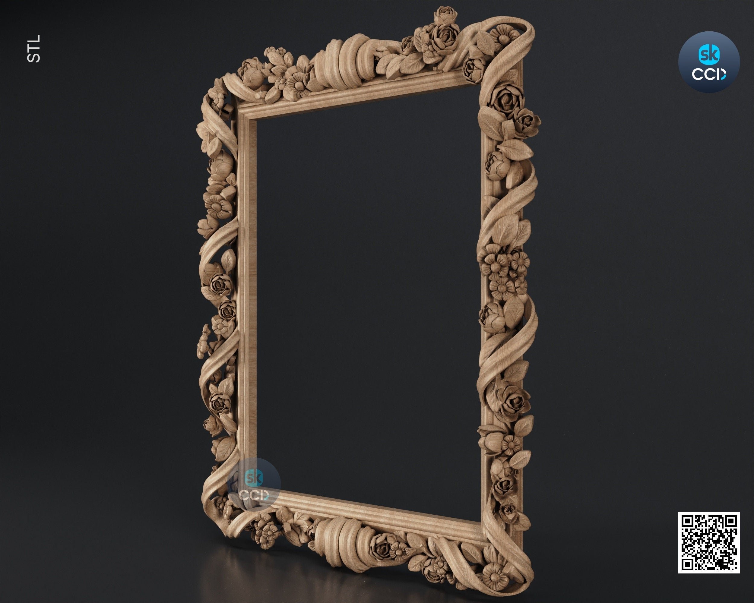 Carved Frame STL 3D Model, Carvign Frame, CNC Router Carving ArtCAM File, CNC files, Wood, Art, Wall Decor SKWF10218