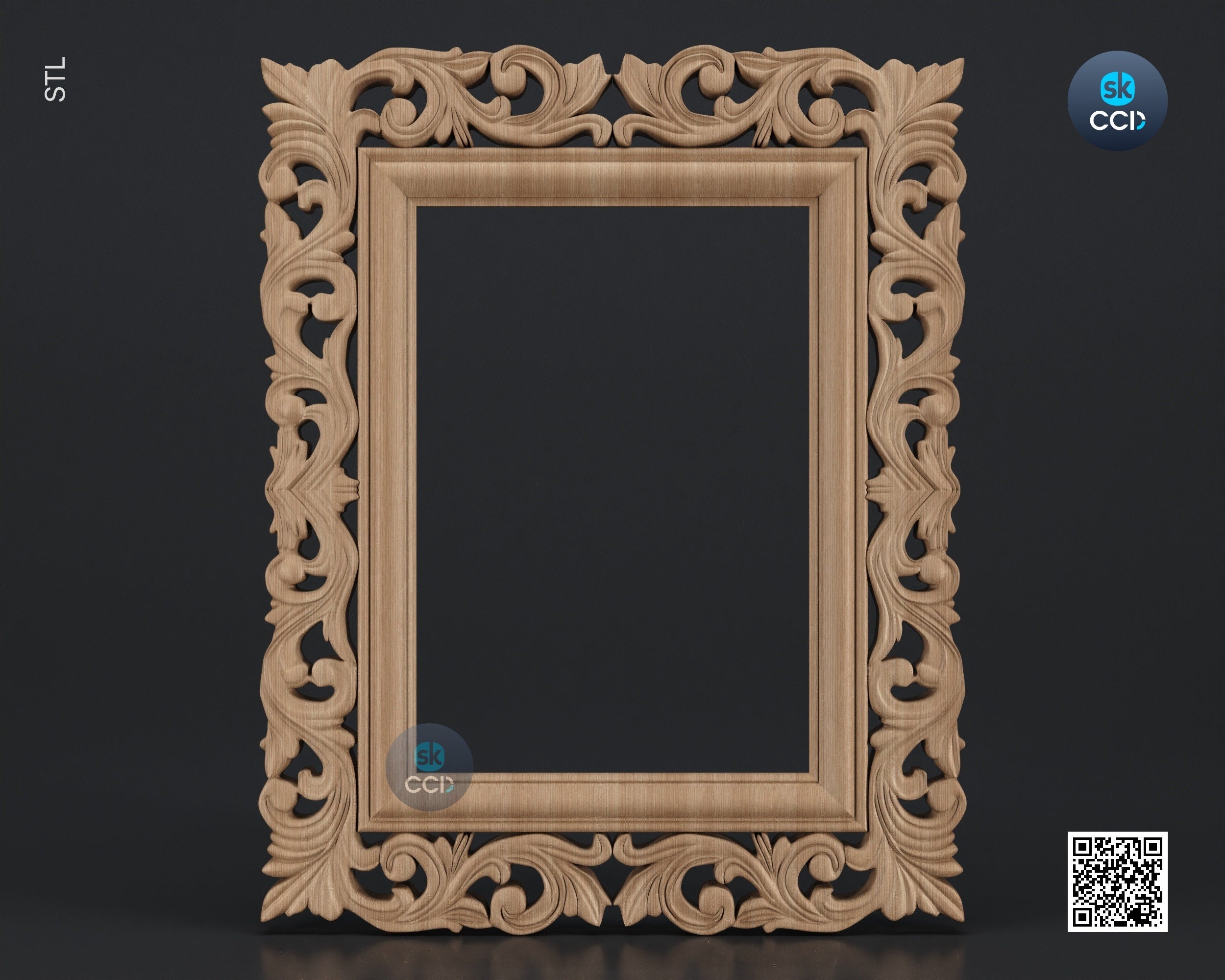 Carved Frame STL 3D Model, Carvign Frame, CNC Router Carving ArtCAM File, CNC files, Wood, Art, Wall Decor SKWF1041