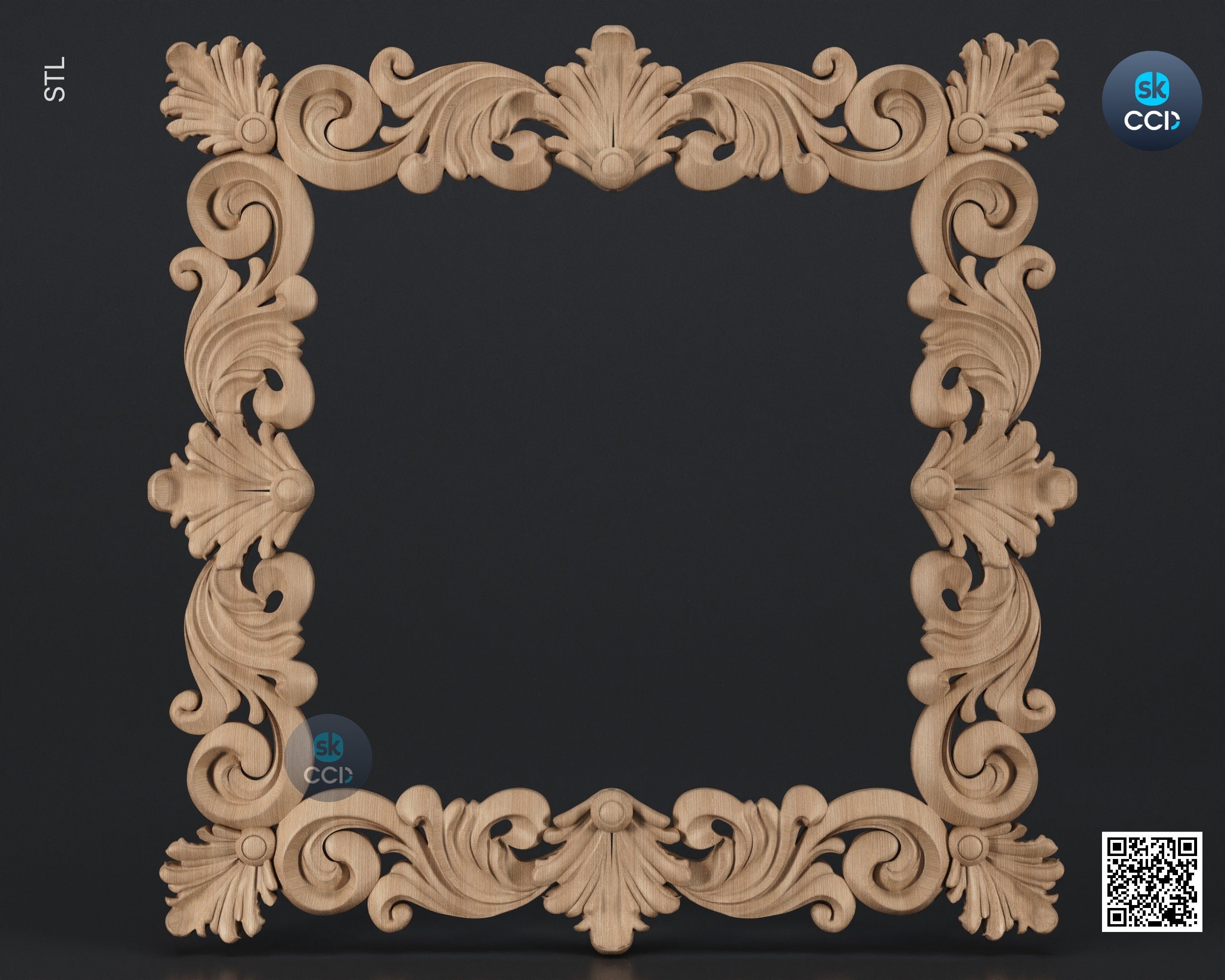 Carved Frame STL 3D Model, Carvign Frame, CNC Router Carving ArtCAM File, CNC files, Wood, Art, Wall Decor SKWF10257