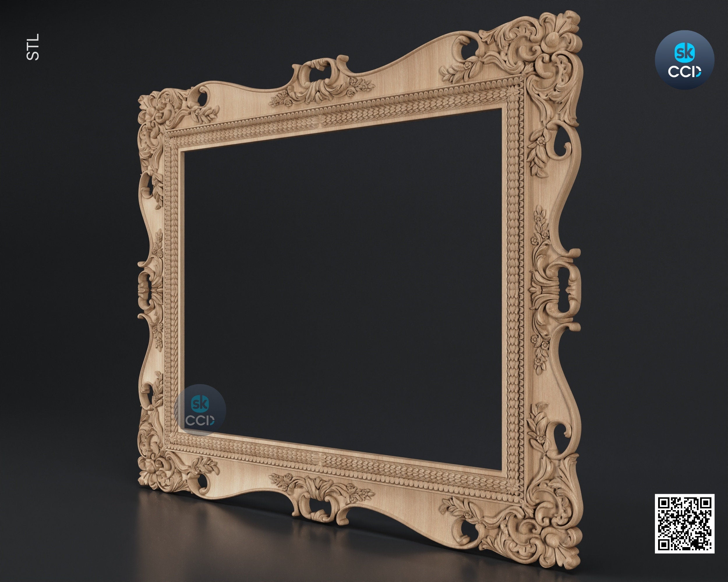 Carved Frame STL 3D Model, Carvign Frame, CNC Router Carving ArtCAM File, CNC files, Wood, Art, Wall Decor SKWF1051