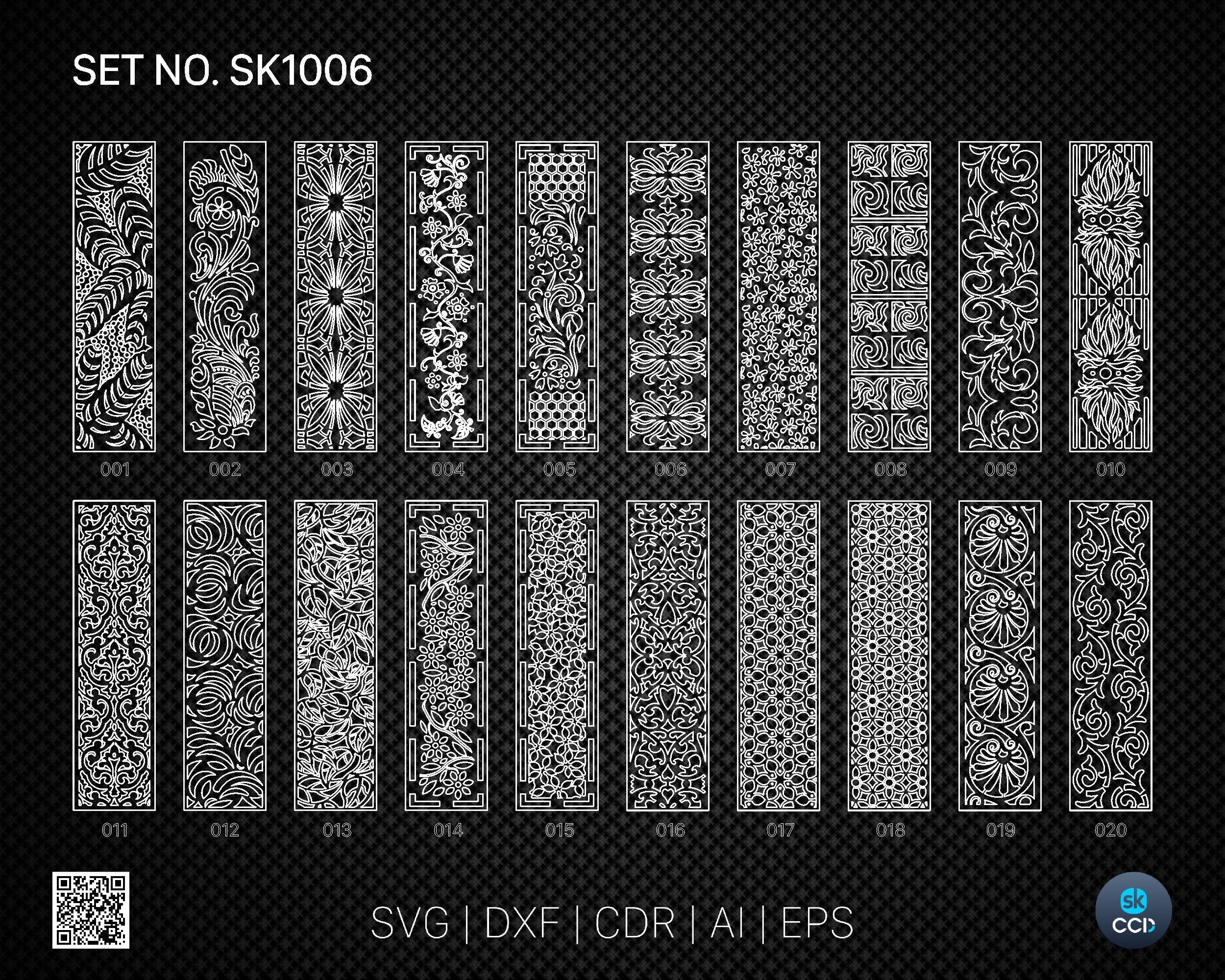 20 Decorative panel | Set SK1006 | Room Divider, Screen, Partitions, Door Panel Laser, Cnc, Plasma, Cricut File CDR, Svg, AI, Dxf, Eps