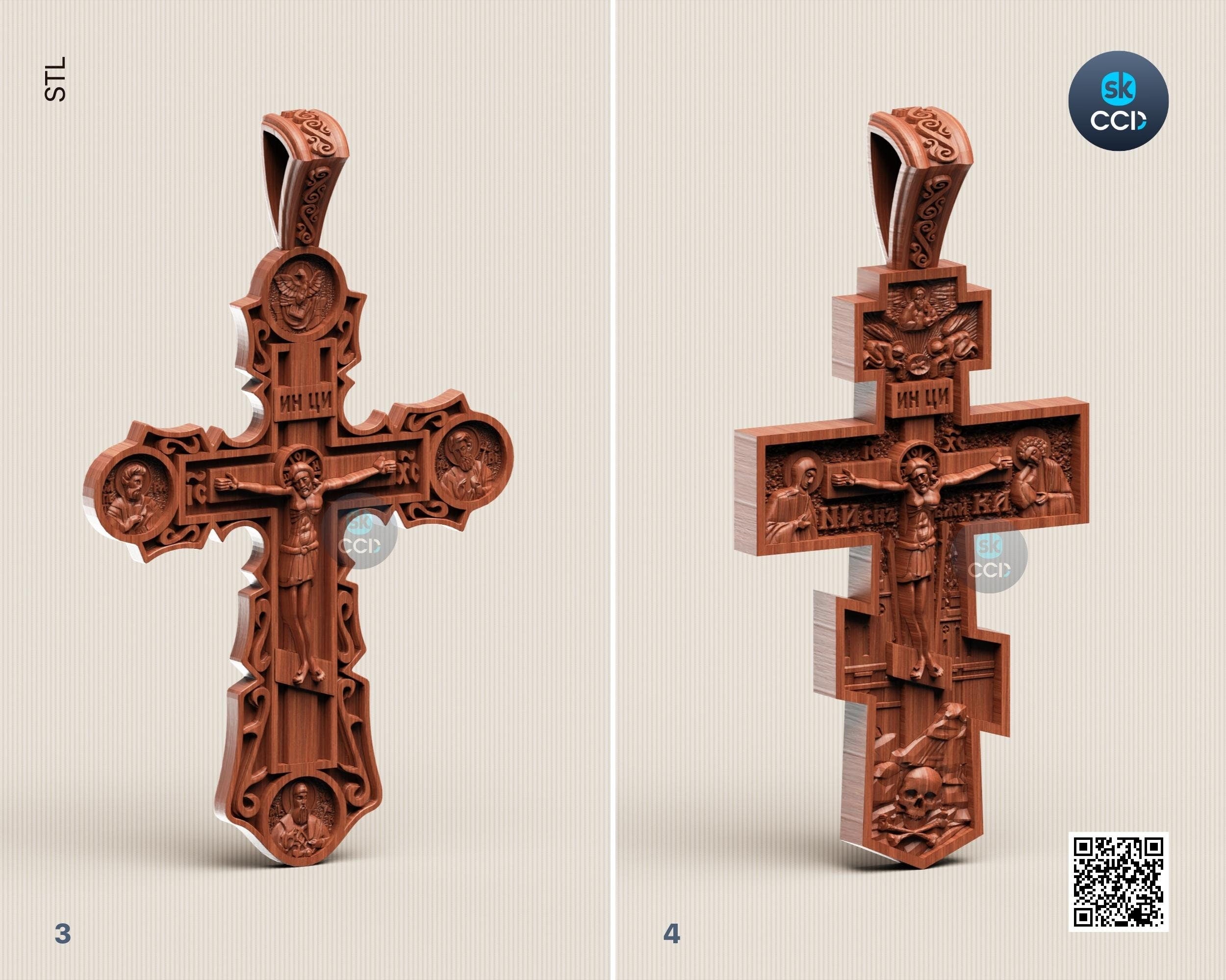 Cross Stl, 3D STL File for Cnc and 3D Printer, Jesus Cross Set - 1, CNC Download