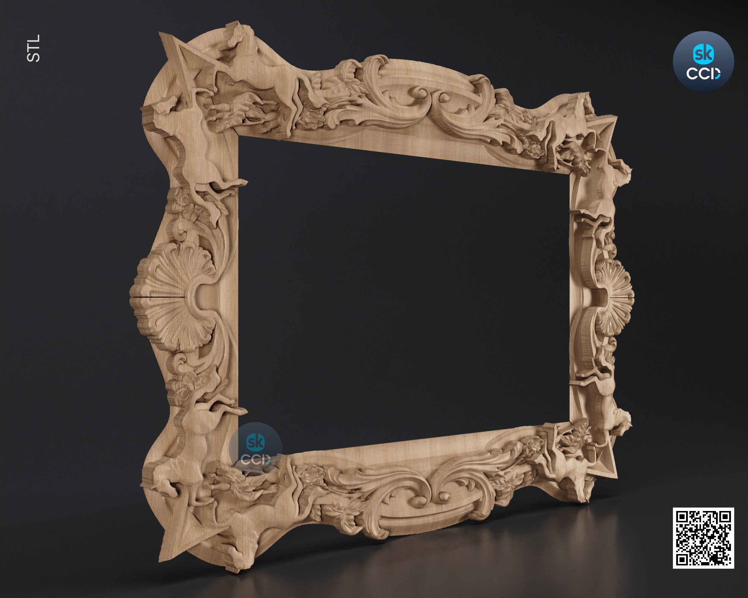 Carved Frame STL 3D Model, Carvign Frame, CNC Router Carving ArtCAM File, CNC files, Wood, Art, Wall Decor SKWF1097