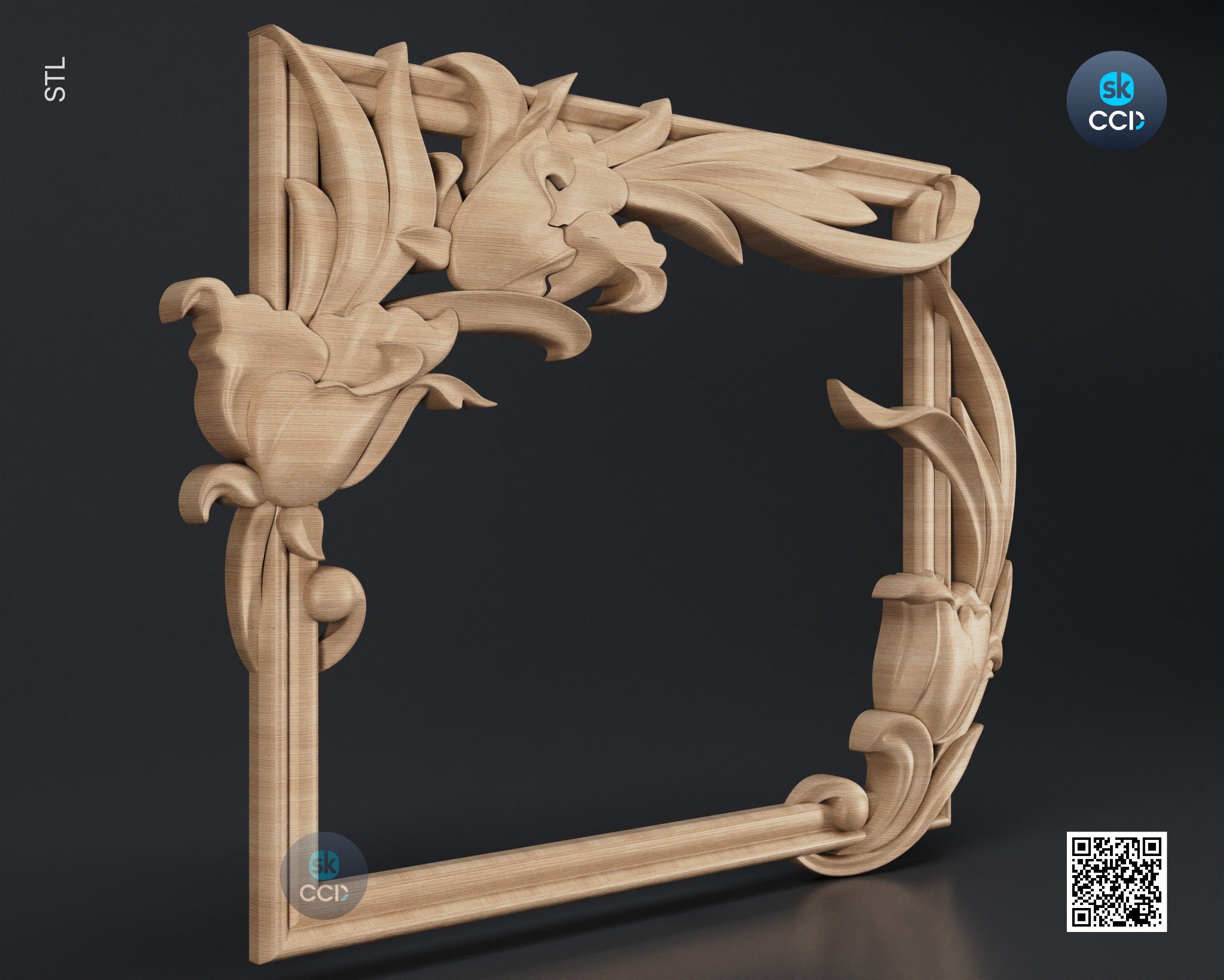 Carved Frame STL 3D Model, Carvign Frame, CNC Router Carving ArtCAM File, CNC files, Wood, Art, Wall Decor SKWF1019