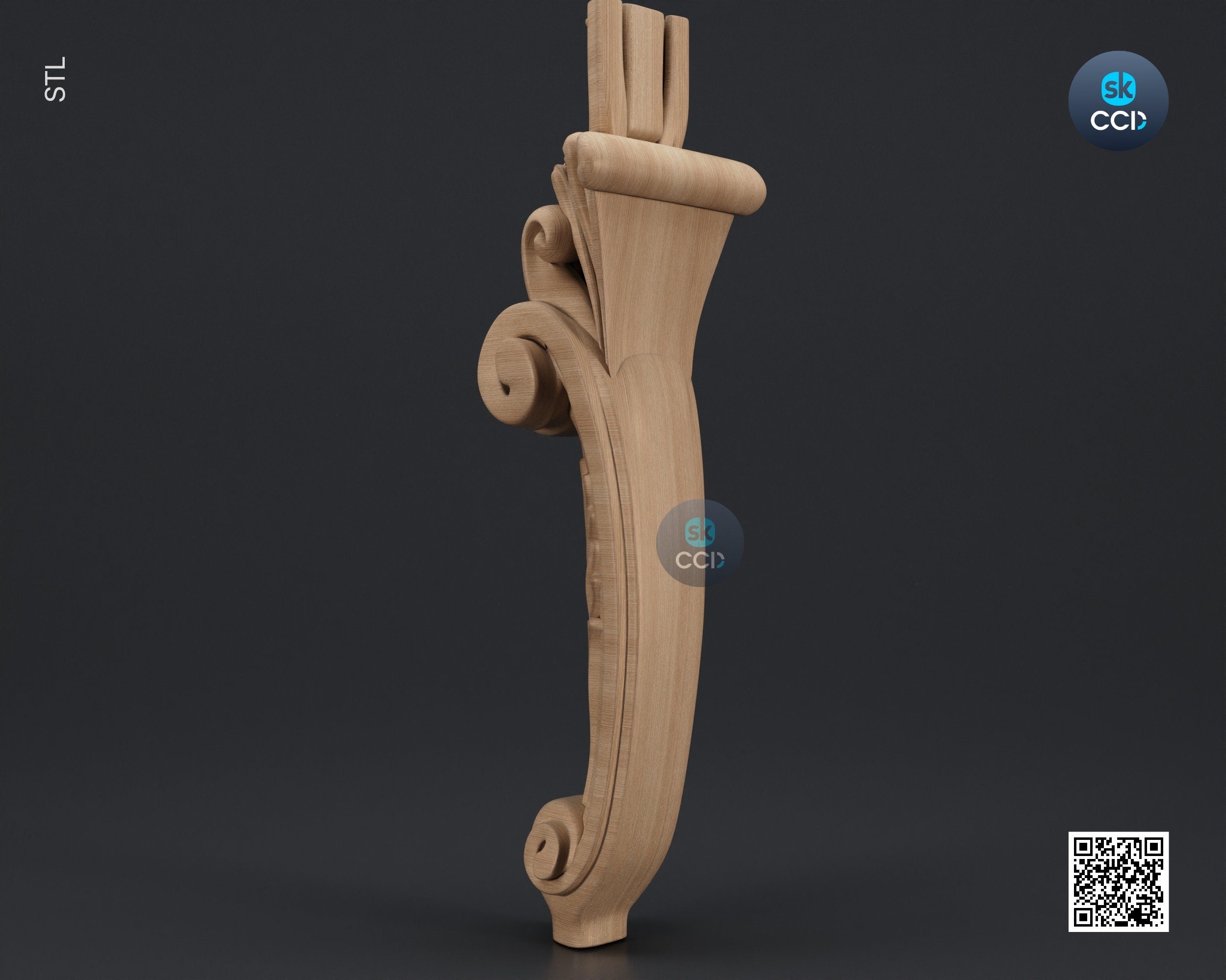 Furniture Leg 3D Model For Cnc Router, Wood Carving Digital File, Column Design, Model No. SKWL1031