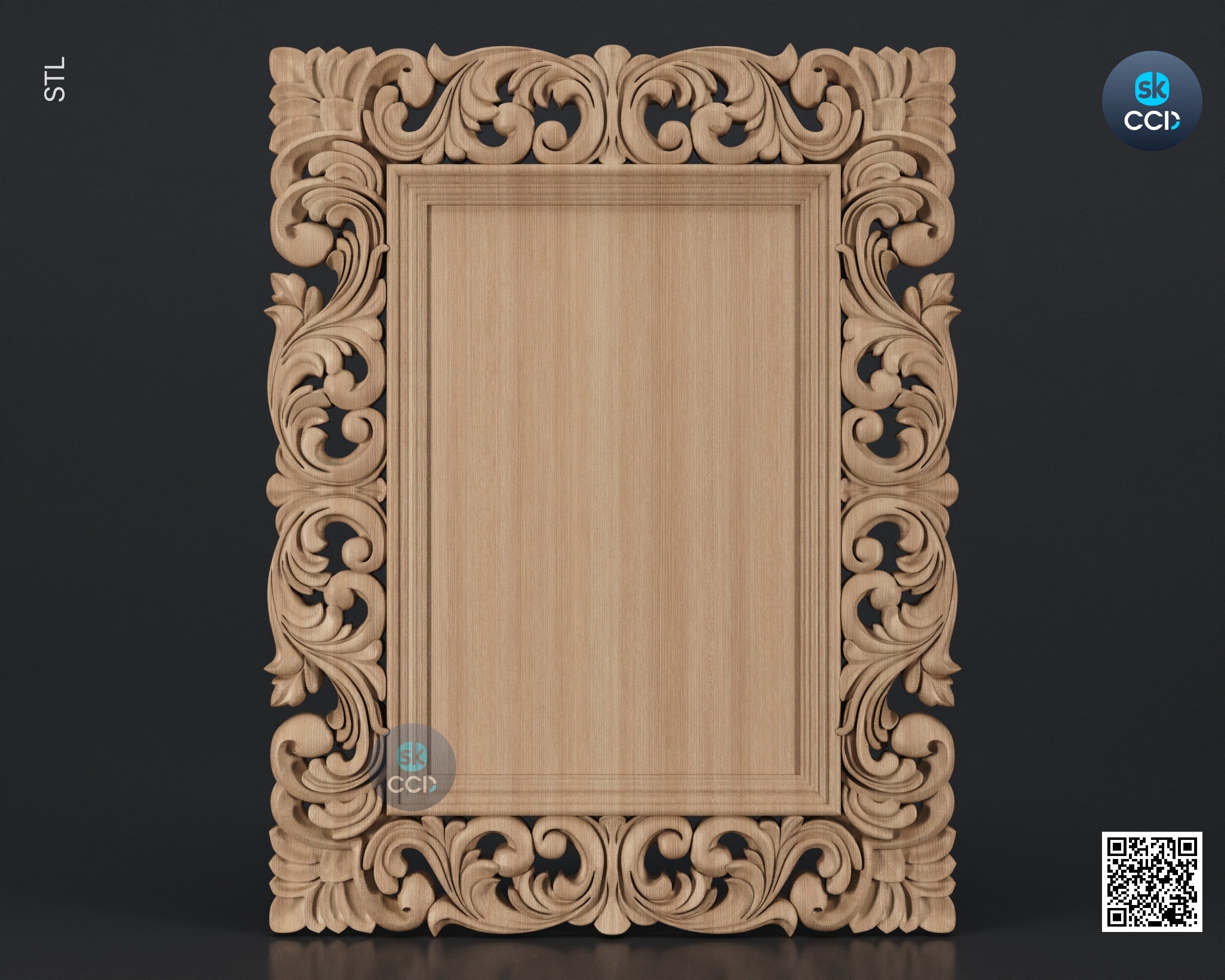 Carved Frame STL 3D Model, Carvign Frame, CNC Router Carving ArtCAM File, CNC files, Wood, Art, Wall Decor SKWF10237