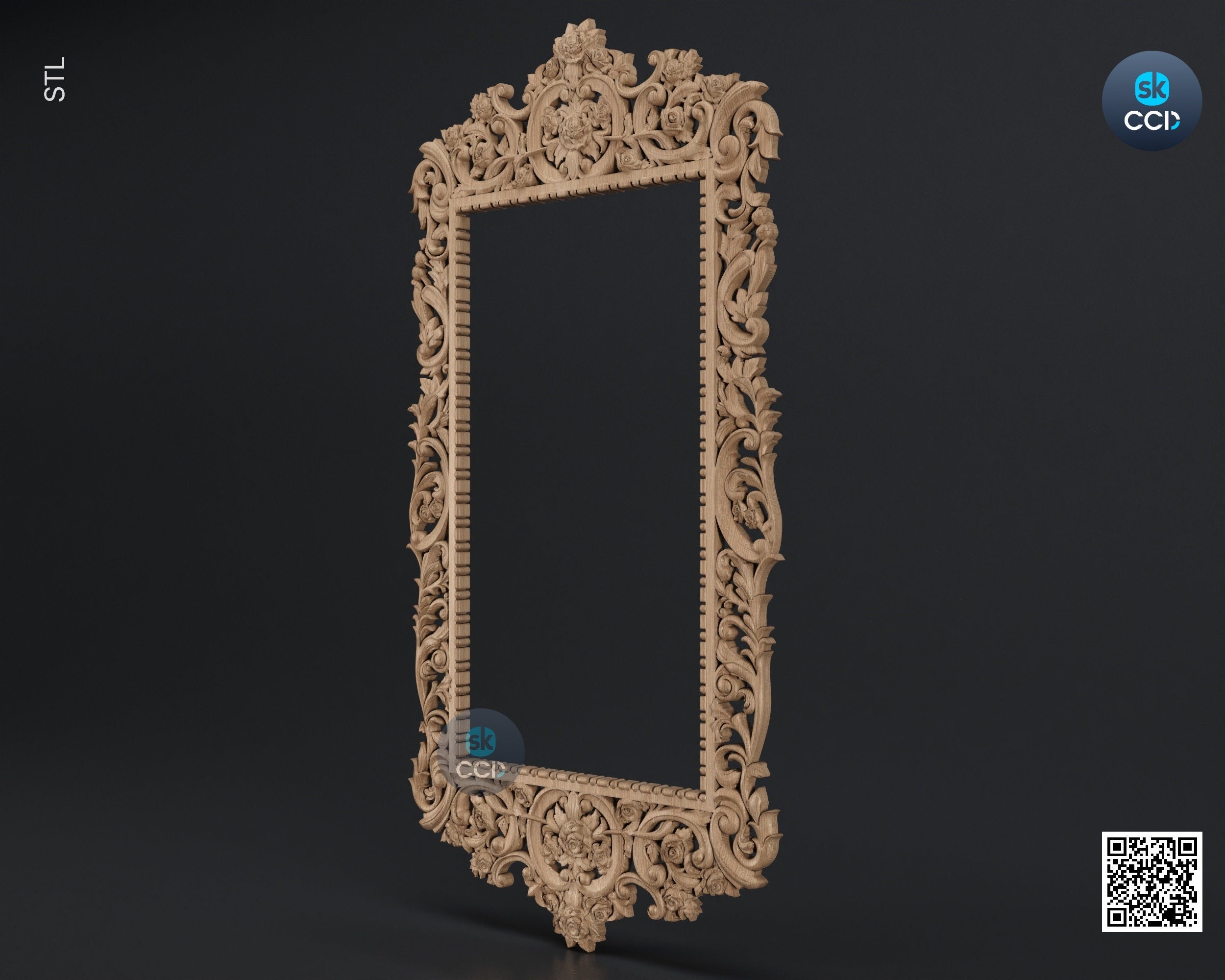 Carved Frame STL 3D Model, Carvign Frame, CNC Router Carving ArtCAM File, CNC files, Wood, Art, Wall Decor SKWF1093
