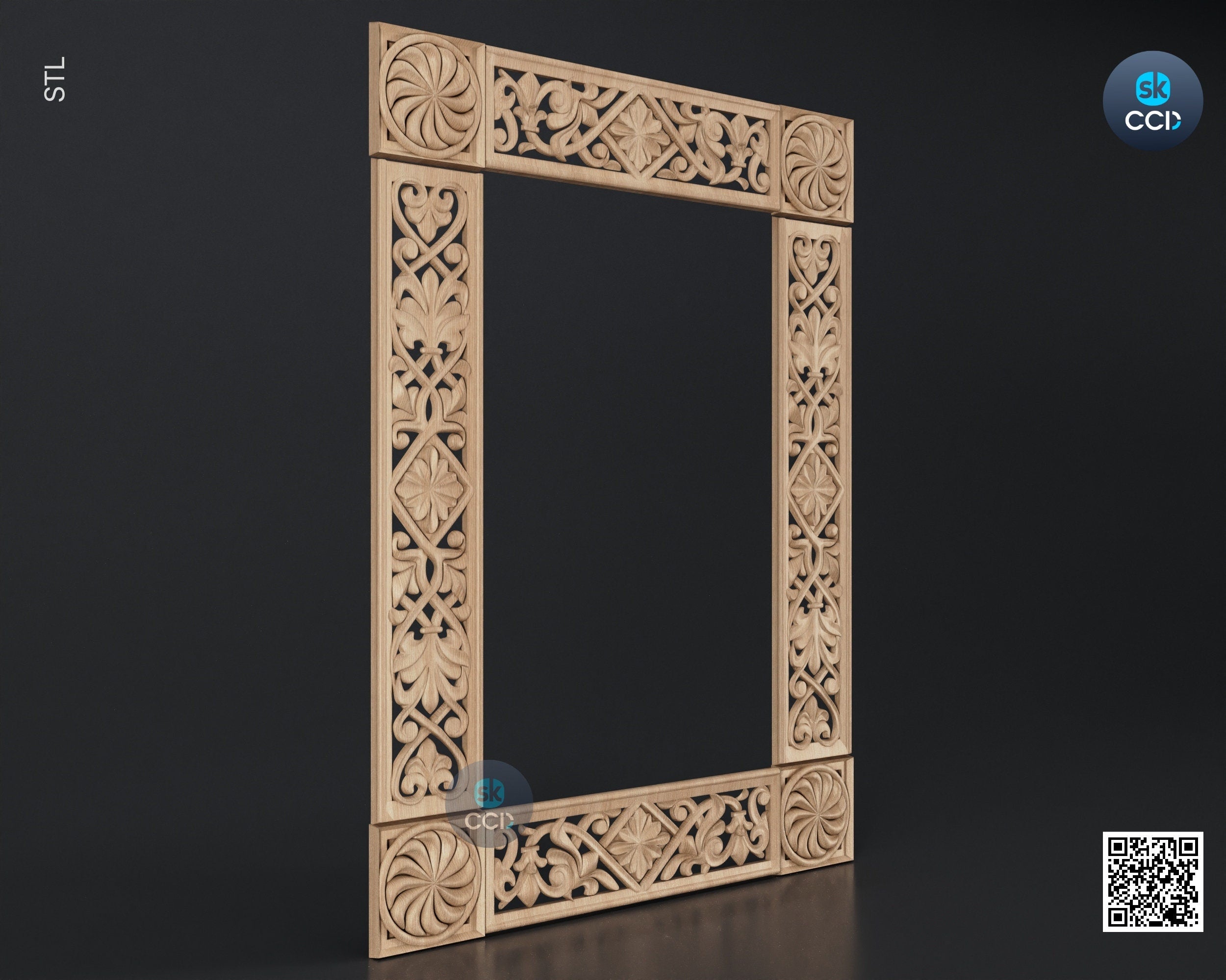 Carved Frame STL 3D Model, Carvign Frame, CNC Router Carving ArtCAM File, CNC files, Wood, Art, Wall Decor SKWF10220