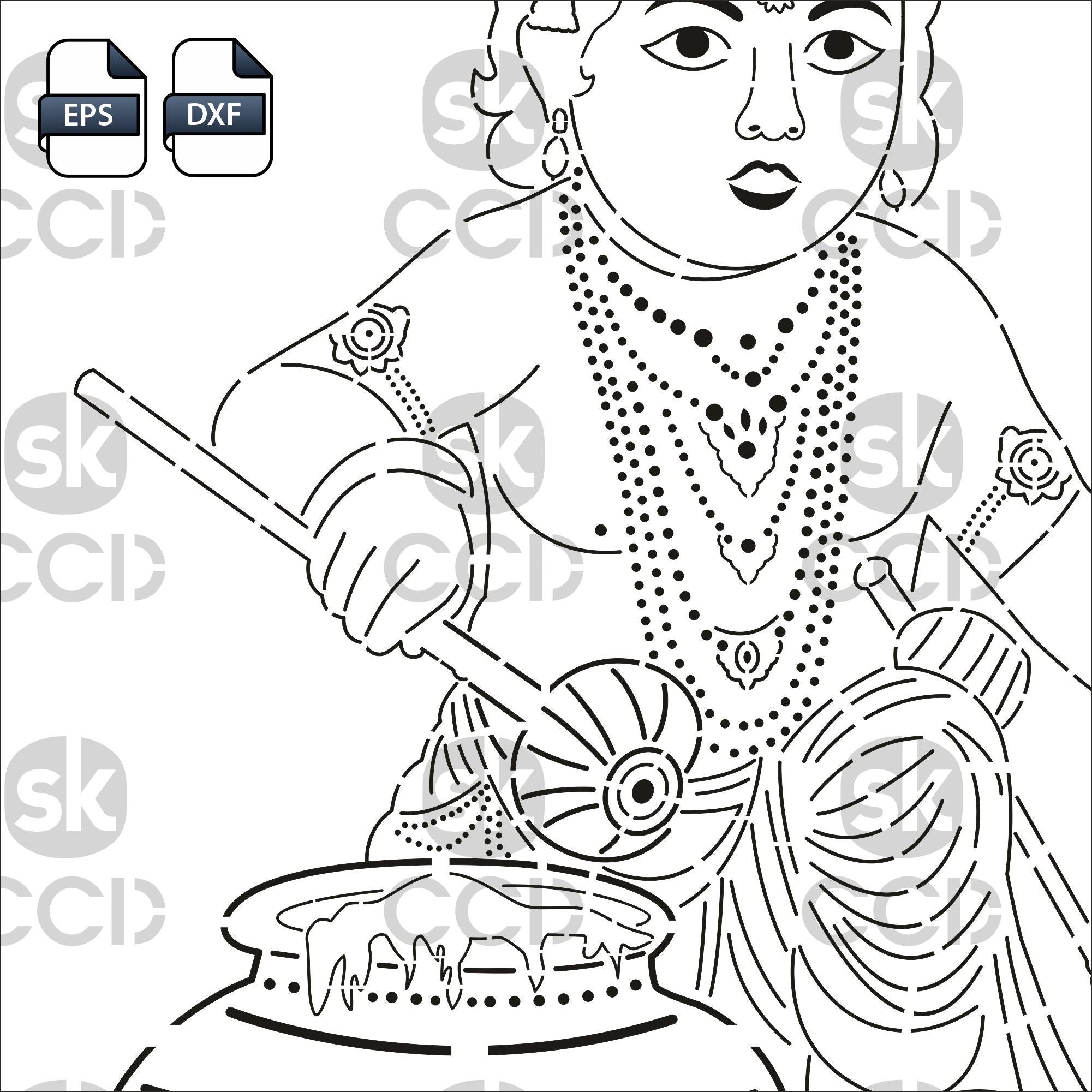 Krishna | Lord Krishna Indian God | Krishna Wall Decor | Laser Cutting Design | DXF Vector | Cnc Instant Download File | Cnc Digital Design