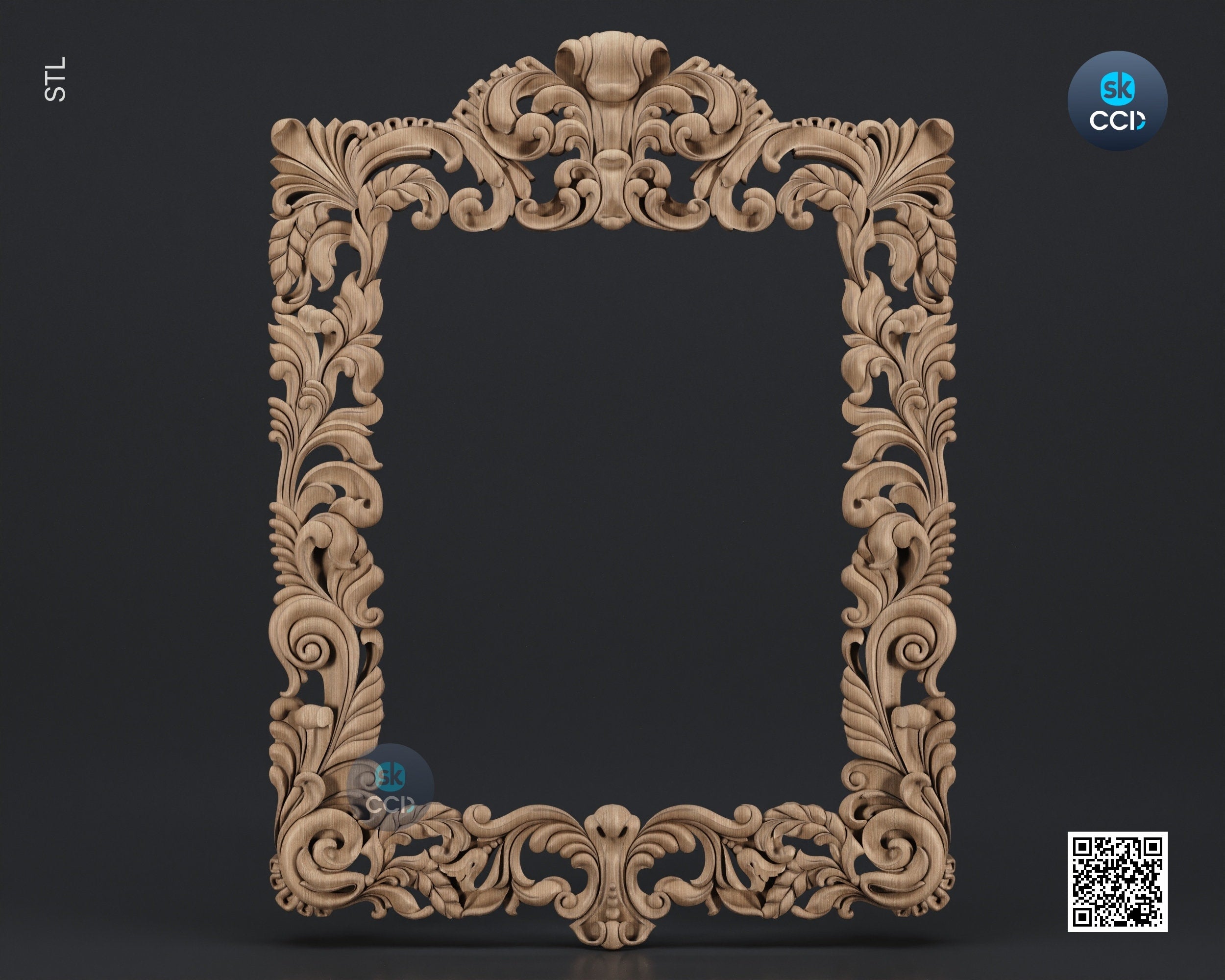 Carved Frame STL 3D Model, Carvign Frame, CNC Router Carving ArtCAM File, CNC files, Wood, Art, Wall Decor SKWF1007