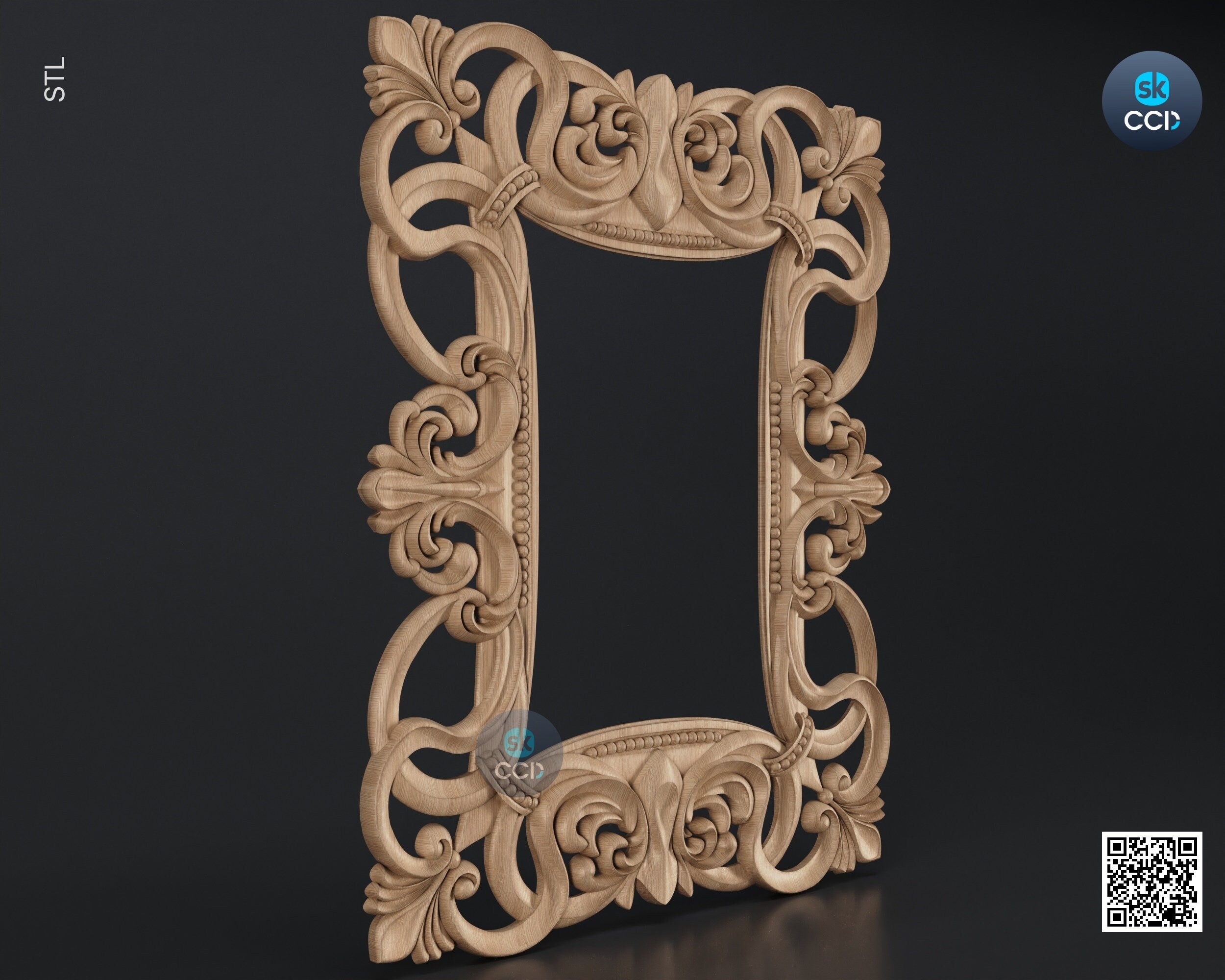 Carved Frame STL 3D Model, Carvign Frame, CNC Router Carving ArtCAM File, CNC files, Wood, Art, Wall Decor SKWF10148