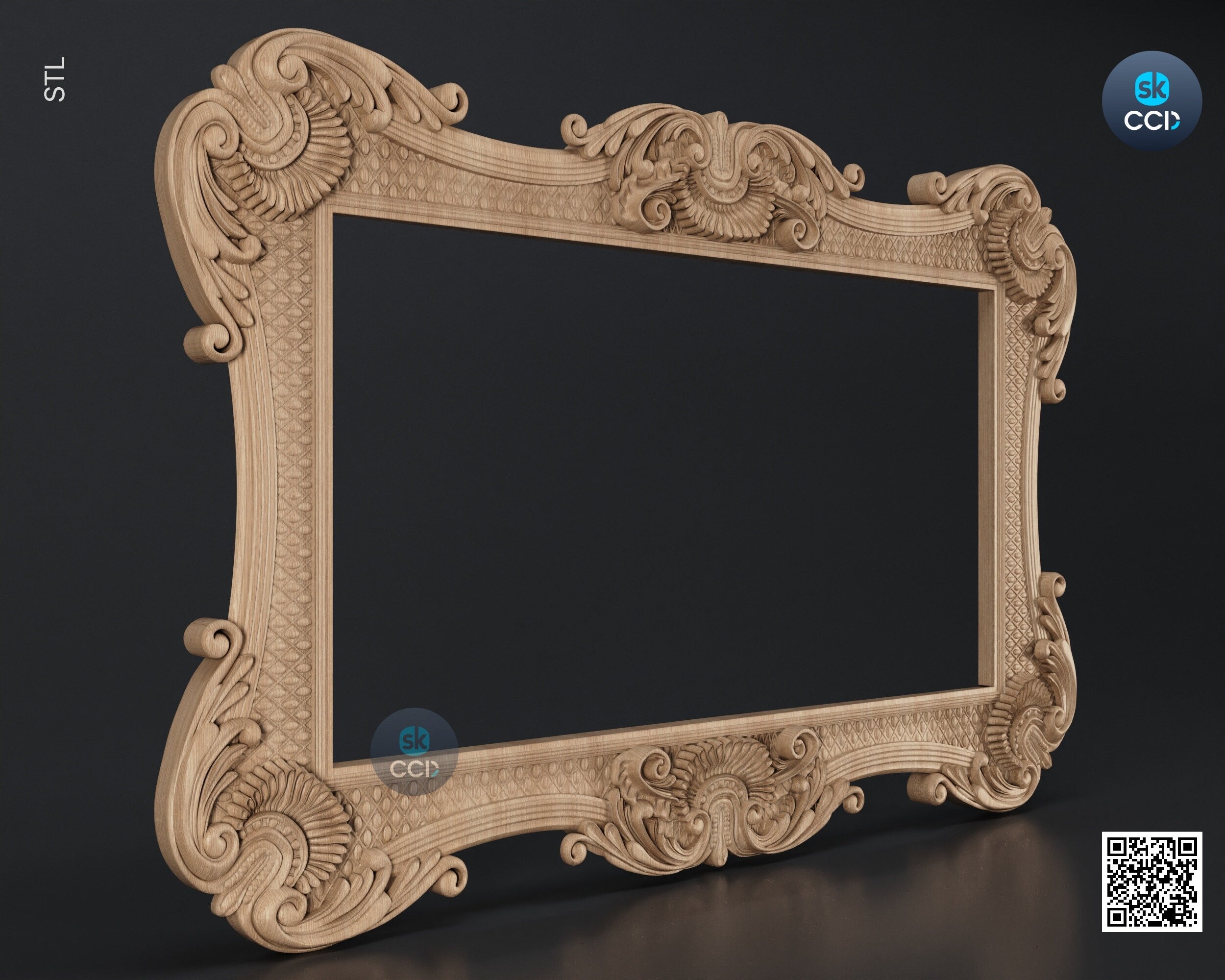 Carved Frame STL 3D Model, Carvign Frame, CNC Router Carving ArtCAM File, CNC files, Wood, Art, Wall Decor SKWF10260
