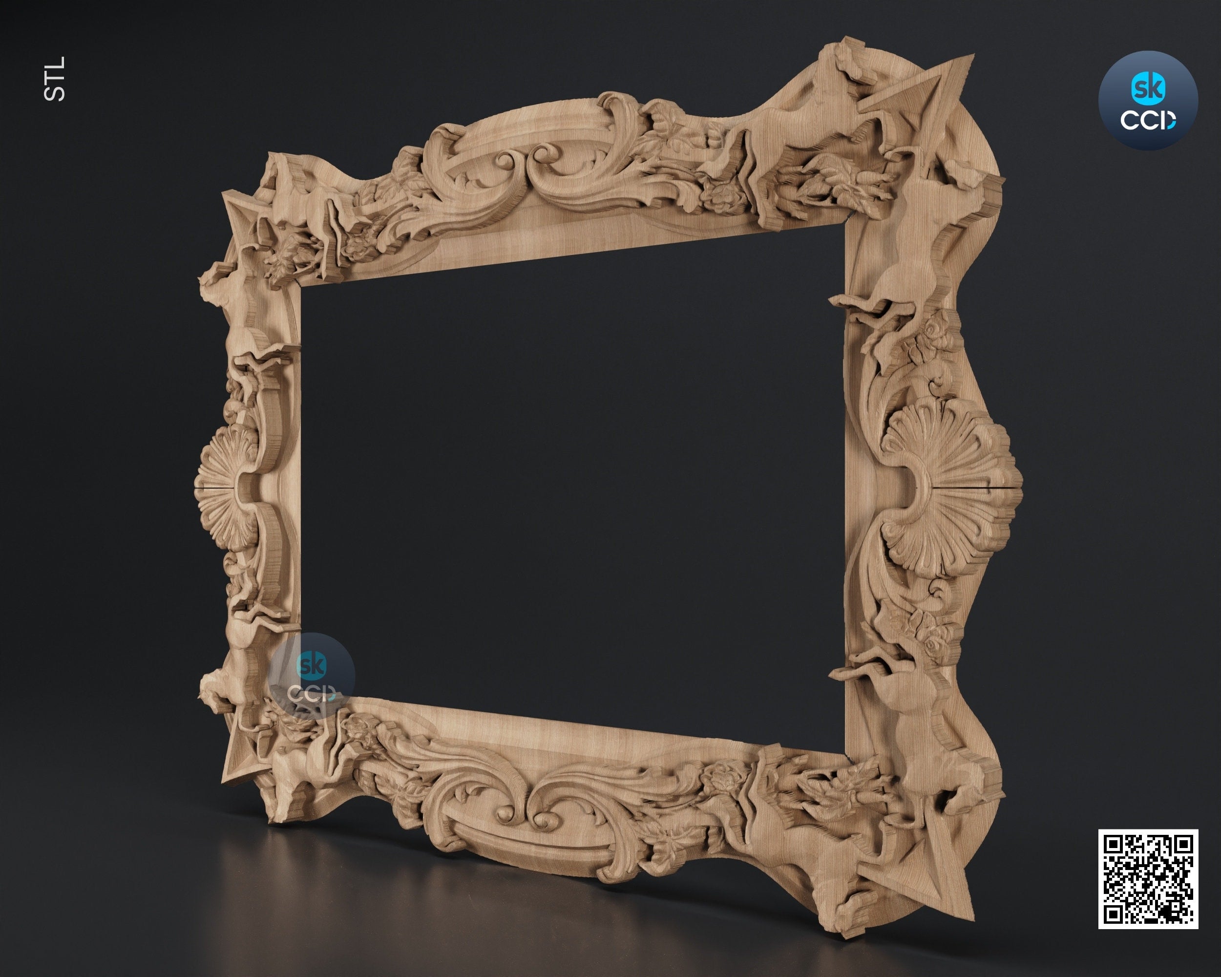 Carved Frame STL 3D Model, Carvign Frame, CNC Router Carving ArtCAM File, CNC files, Wood, Art, Wall Decor SKWF1097